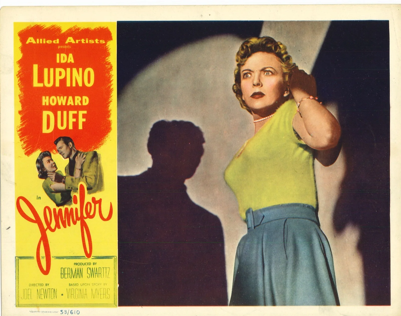 Jennifer 2x ORIGINAL US Lobby Cards Ida Lupino Howard Duff 1953, image 2