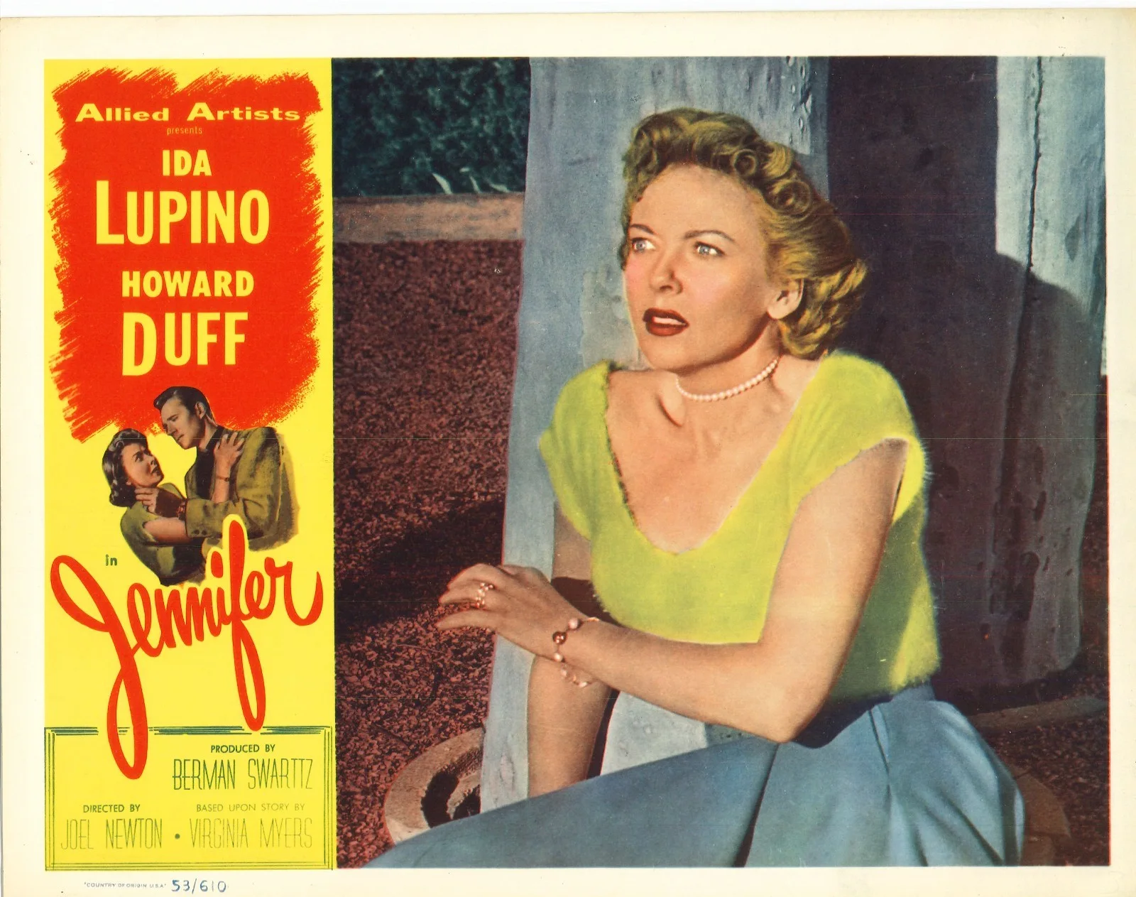 Jennifer 2x ORIGINAL US Lobby Cards Ida Lupino Howard Duff 1953, image 3