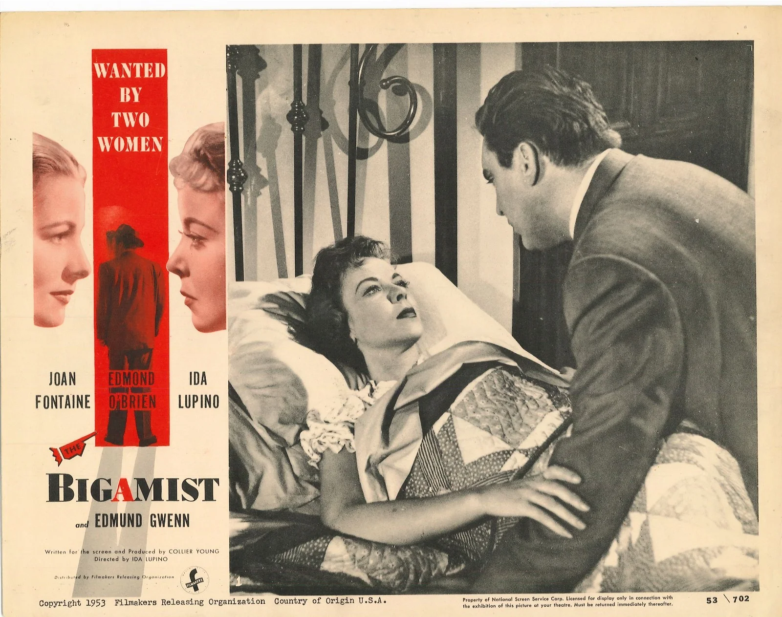 Bigamist 2x ORIGINAL US Lobby Cards Ida Lupino Joan Fontaine 1953, изображение 3