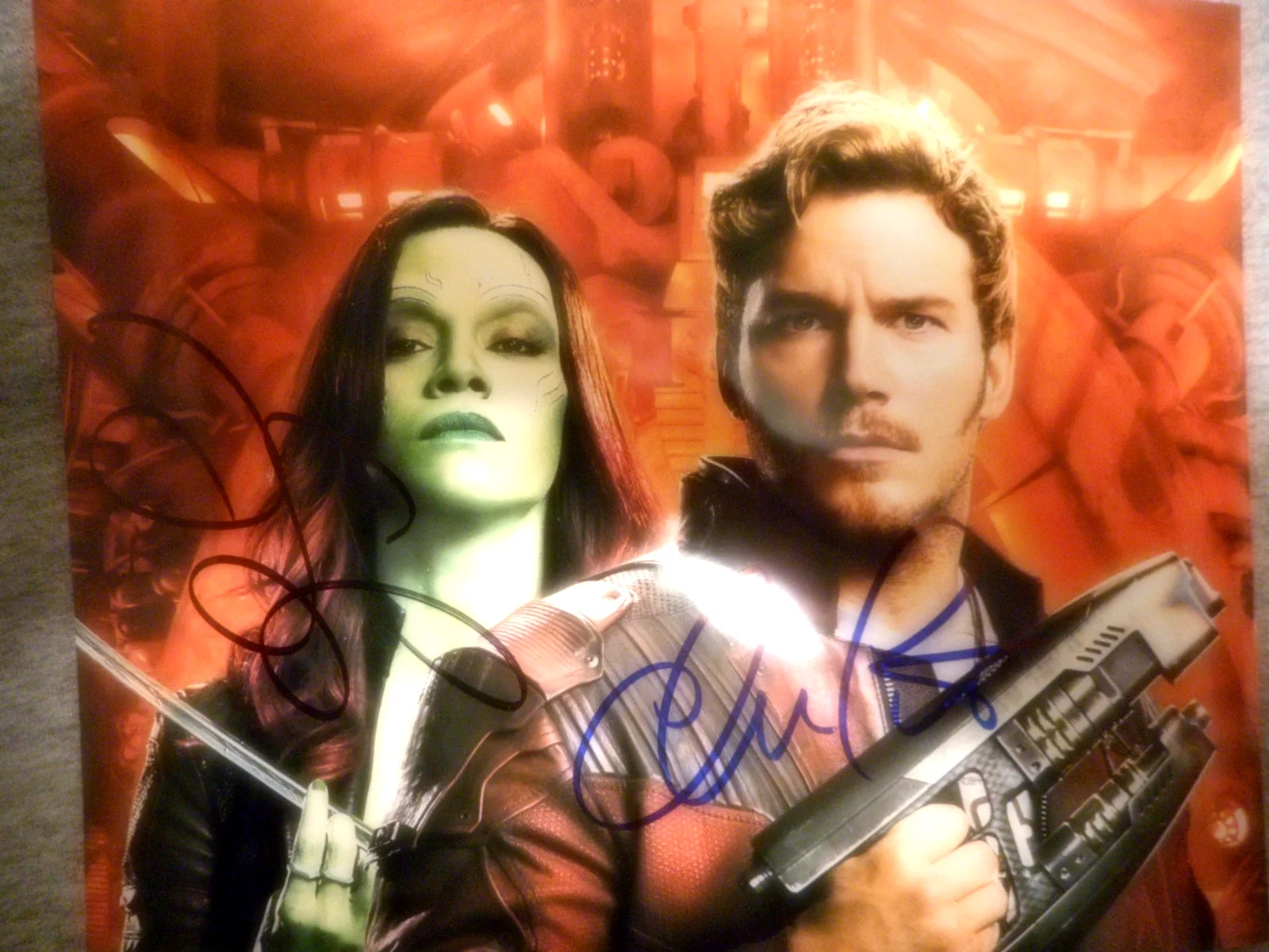 Chris Pratt & Zoe Saldana — Chris Pratt & Zoe Saldana signed GUARDIANS of the GALAXY 8x10 Photo COA # Holo