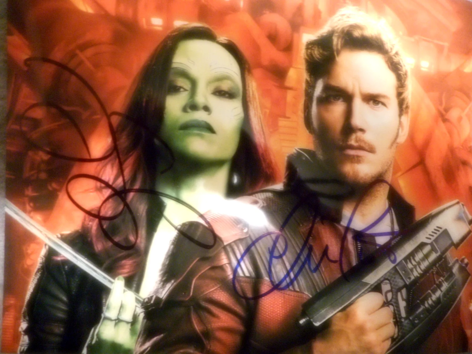Chris Pratt, Zoe Saldana — Chris Pratt & Zoe Saldana signed GUARDIANS of the GALAXY 8x10 Photo COA # Holo, изображение 2