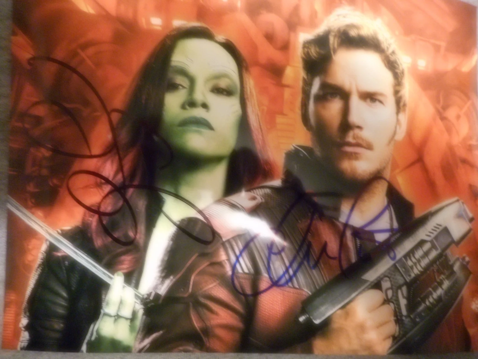 Chris Pratt, Zoe Saldana — Chris Pratt & Zoe Saldana signed GUARDIANS of the GALAXY 8x10 Photo COA # Holo, изображение 3