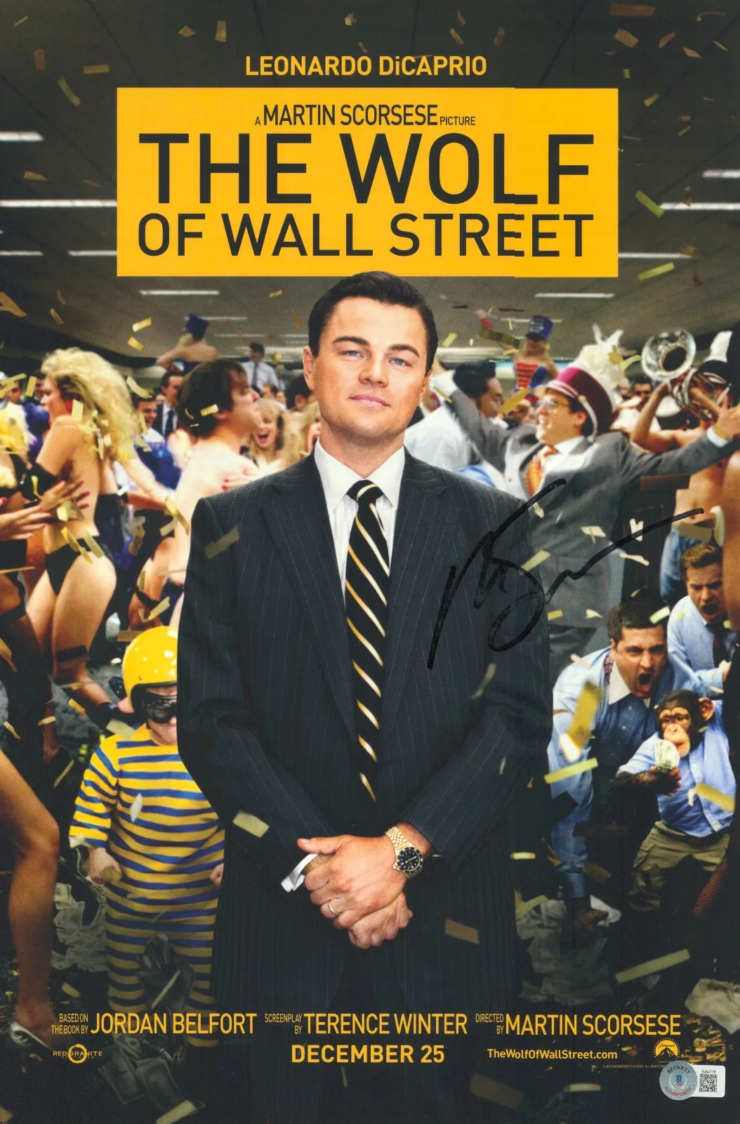 MARTIN SCORSESE — MARTIN SCORSESE SIGNED AUTO THE WOLF OF WALL STREET 12X18 PHOTO MINI POSTER BAS