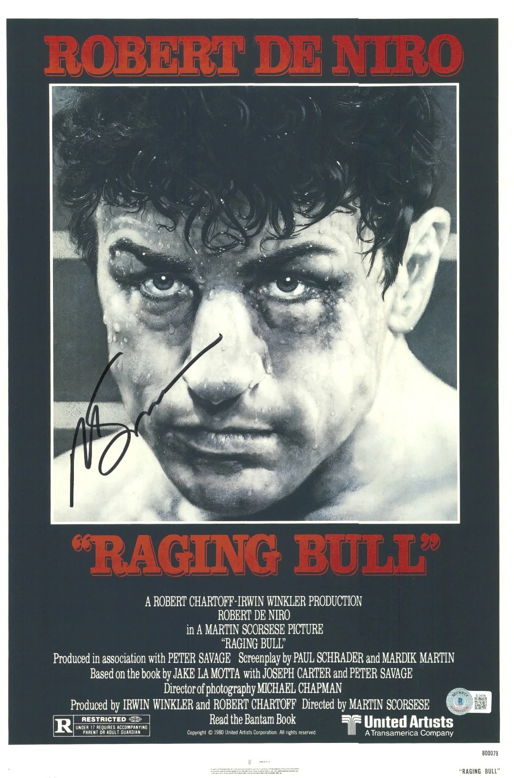 MARTIN SCORSESE — MARTIN SCORSESE SIGNED AUTOGRAPH RAGING BULL 12X18 PHOTO POSTER BAS BECKETT