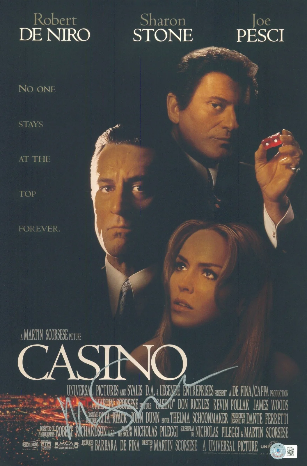 MARTIN SCORSESE — MARTIN SCORSESE SIGNED AUTOGRAPH CASINO 12X18 PHOTO MINI POSTER BAS BECKETT