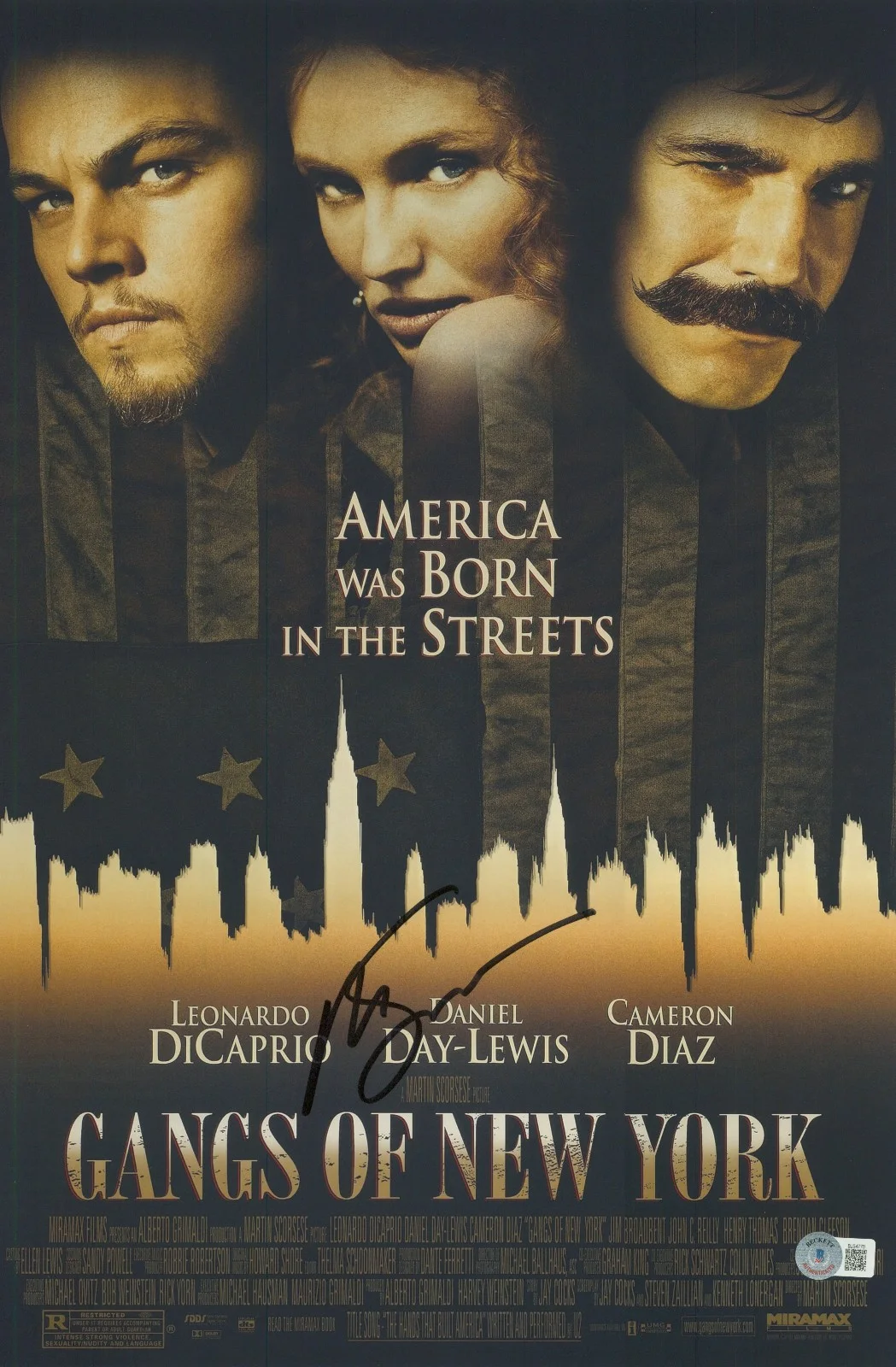 MARTIN SCORSESE — MARTIN SCORSESE SIGNED AUTO GANGS OF NEW YORK 12X18 PHOTO MINI POSTER BAS