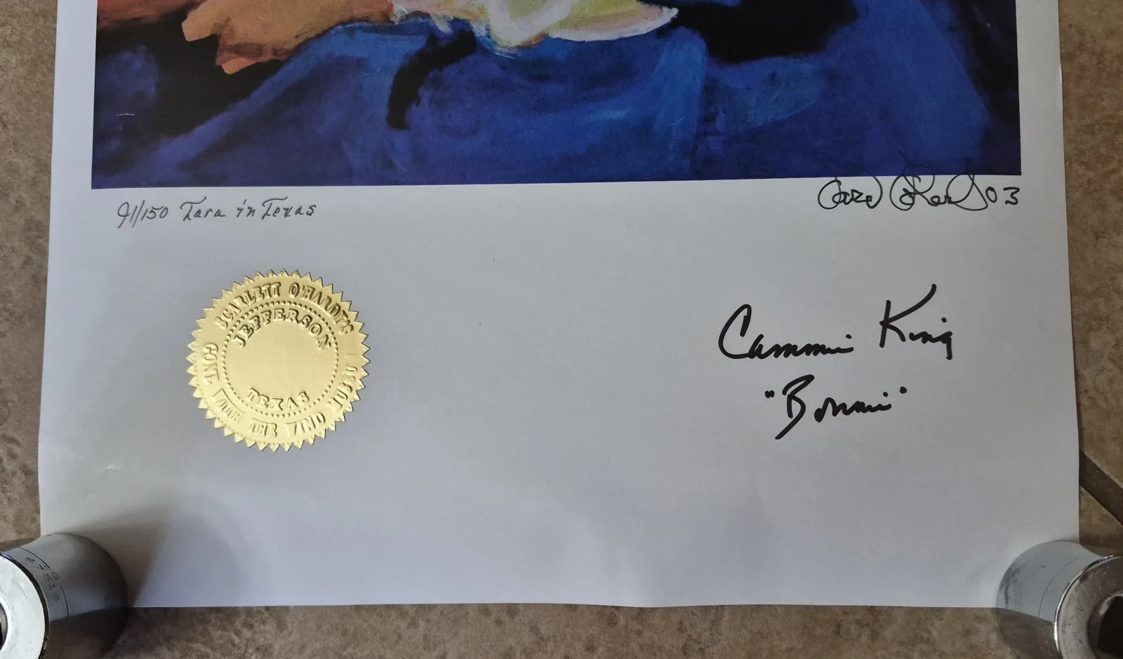 Cammie King — Signed Limited Print 91/150 Cammie King "Bonnie" 2003 Event 'Tara In Texas', изображение 4