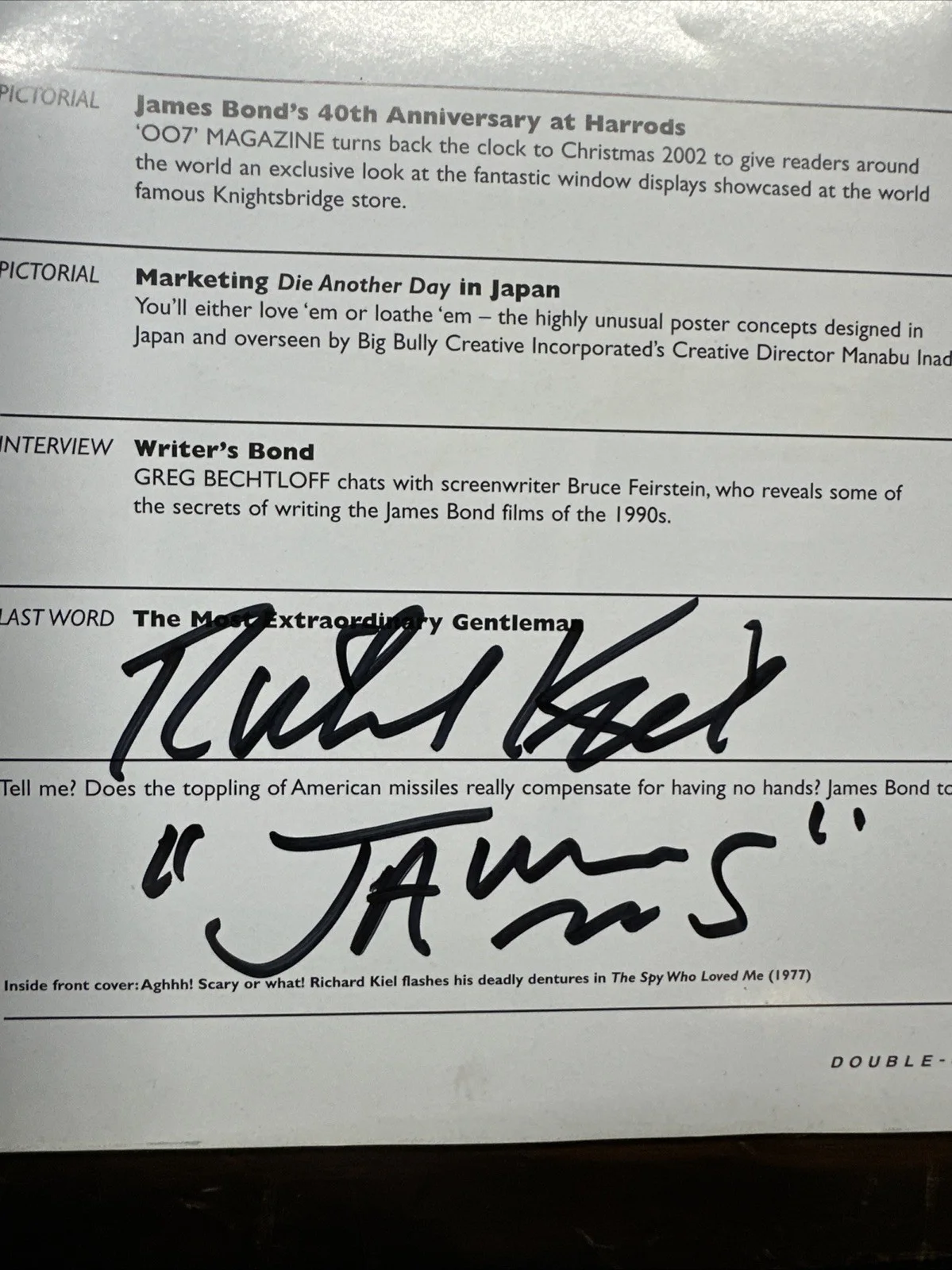 Richard Kiel — double-O-seven magazine signed by Richard Kiel aka JAWS 007 James Bond, изображение 5