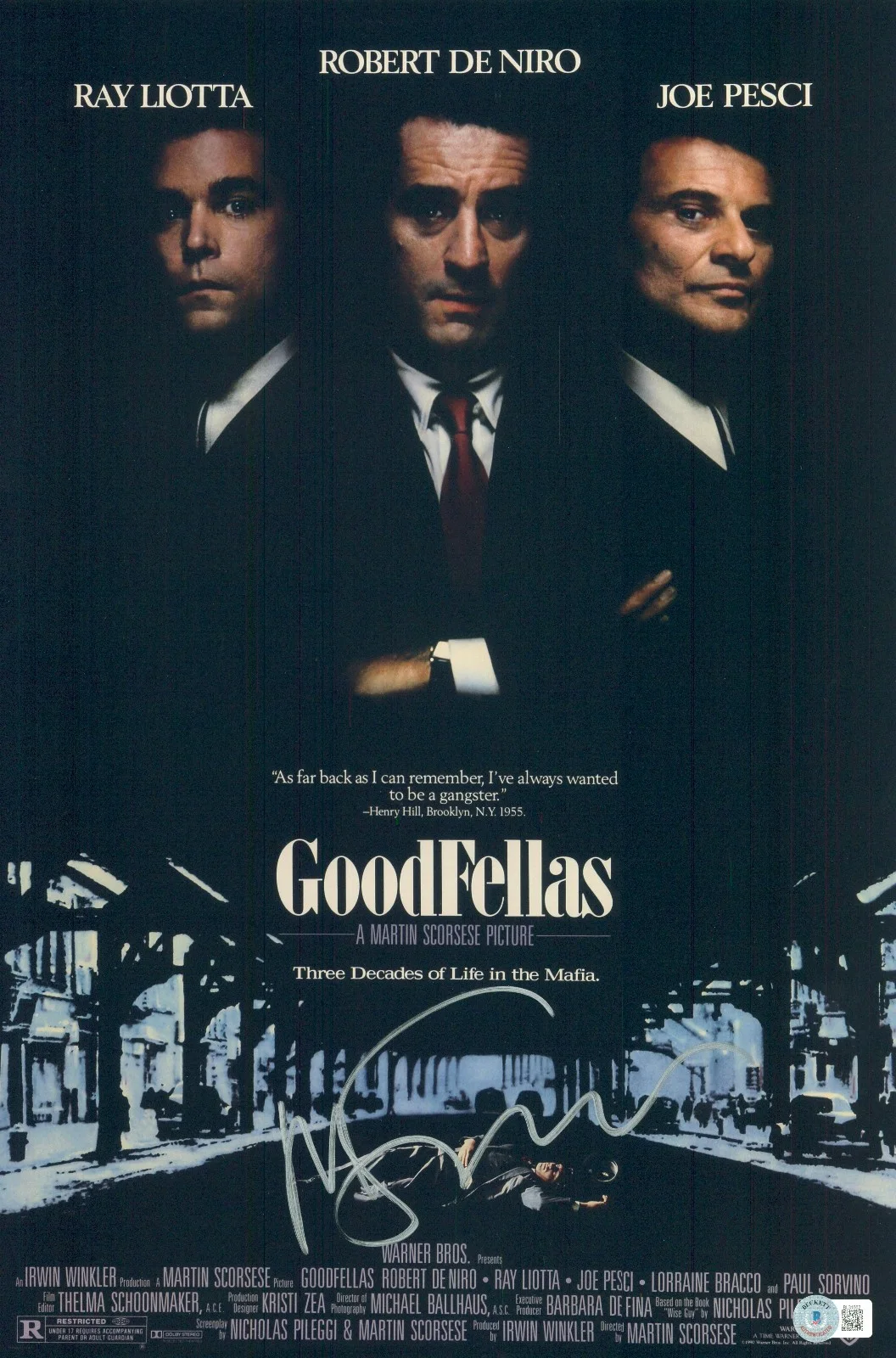 MARTIN SCORSESE — MARTIN SCORSESE SIGNED AUTOGRAPH GOODFELLAS 12X18 PHOTO MINI POSTER BAS BECKETT