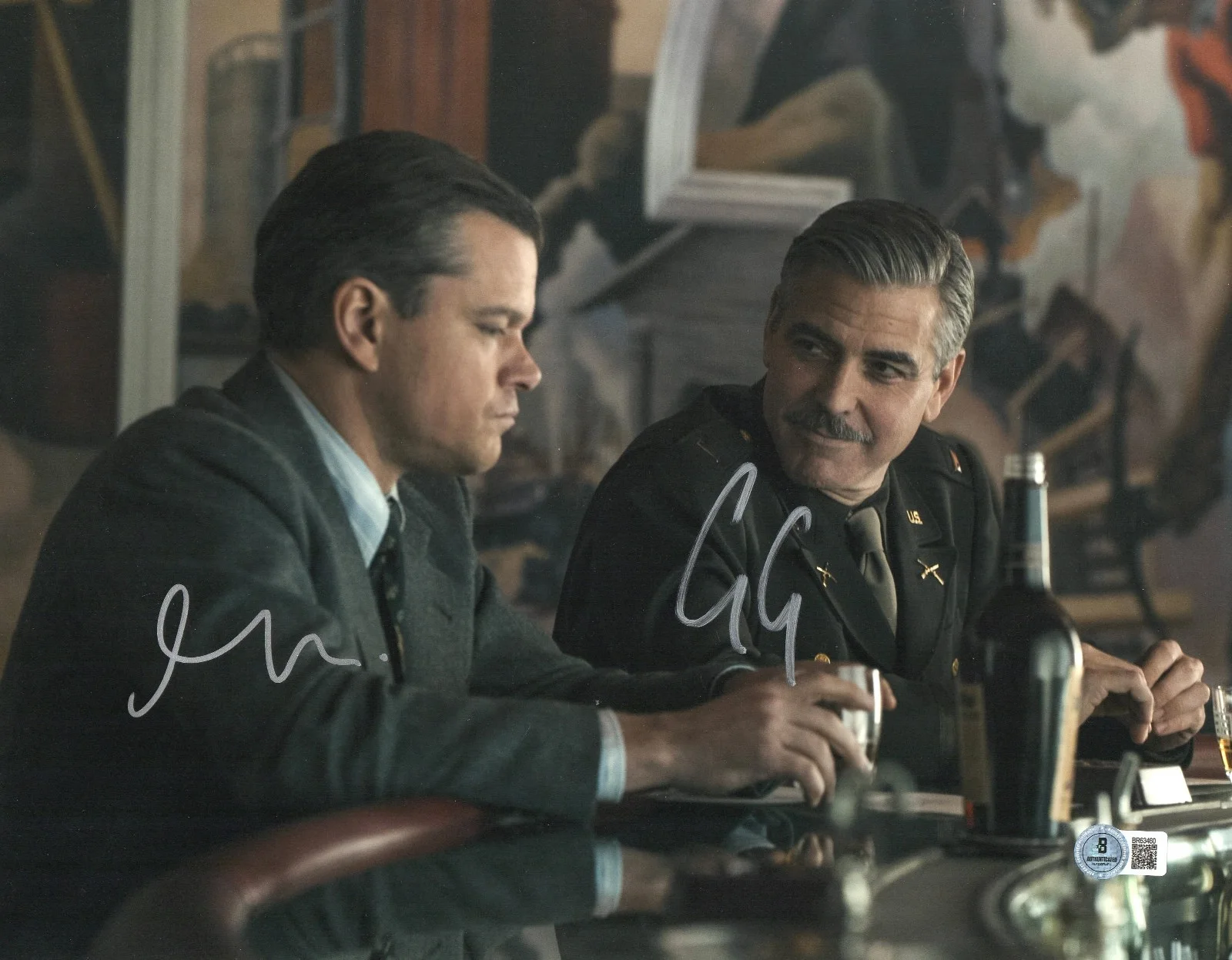 GEORGE CLOONEY & MATT DAMON — GEORGE CLOONEY MATT DAMON SIGNED AUTOGRAPH OCEANS ELEVEN 11x14 PHOTO BECKETT