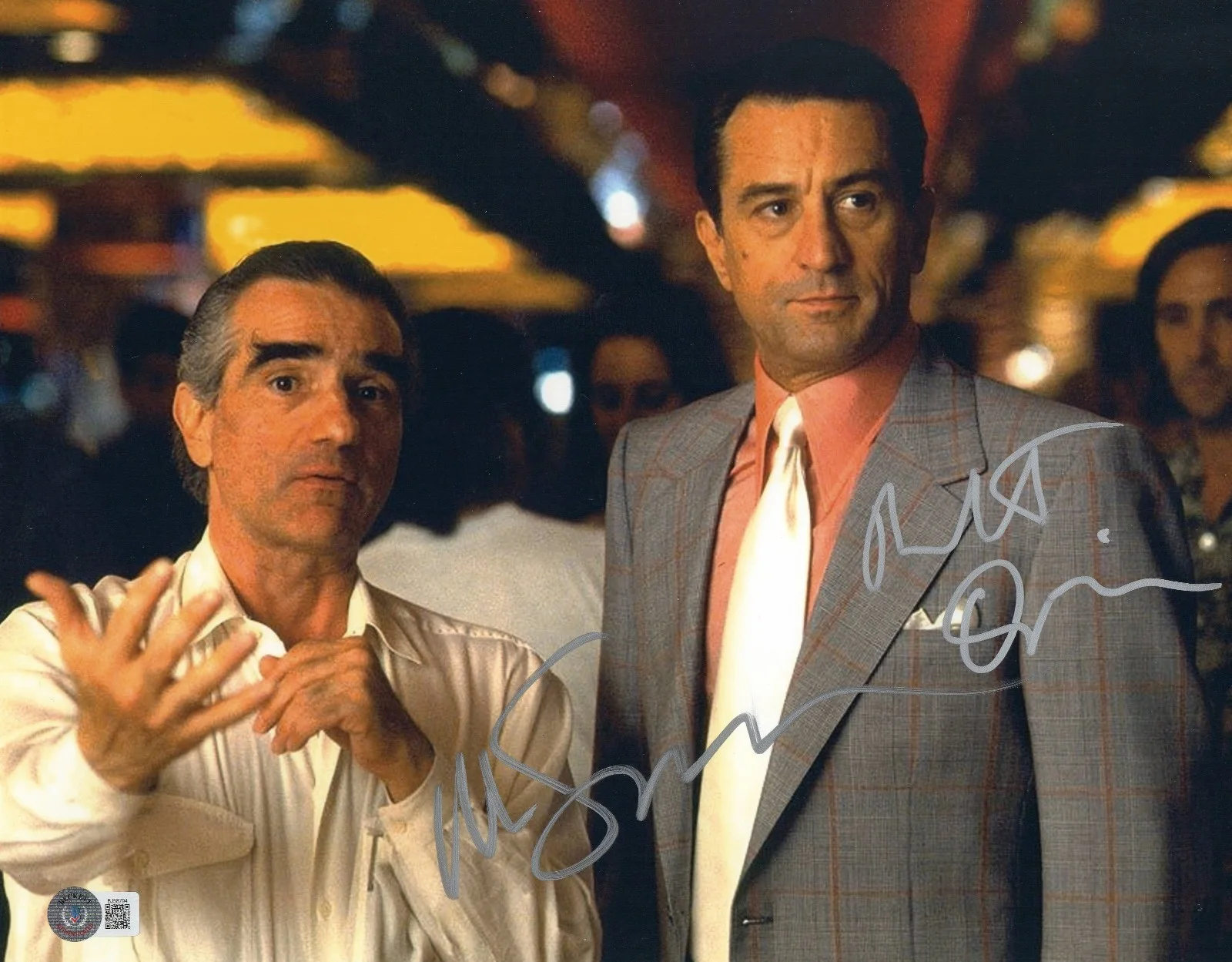 ROBERT DENIRO & MARTIN SCORSESE — ROBERT DENIRO MARTIN SCORSESE SIGNED AUTOGRAPH CASINO 11X14 PHOTO BECKETT