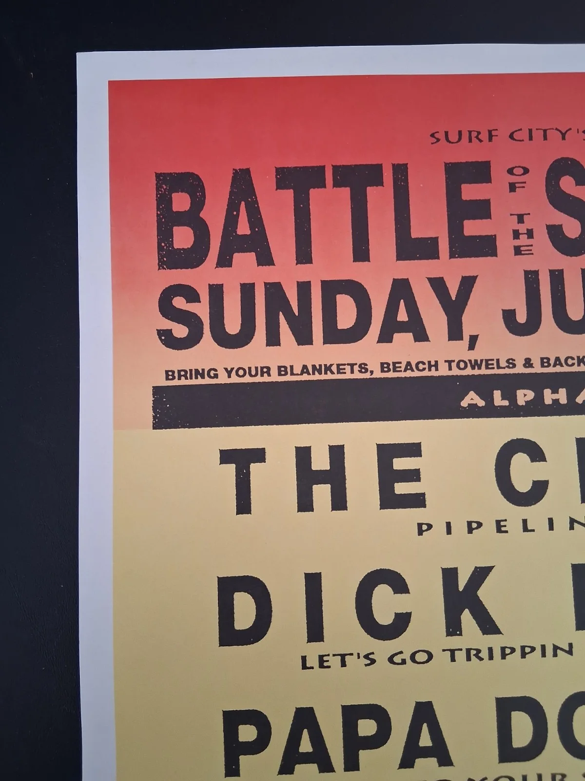 Original 1992 Battle of the Surf Bands 1st Annual Poster 18” X 24” Dick Dale, изображение 2