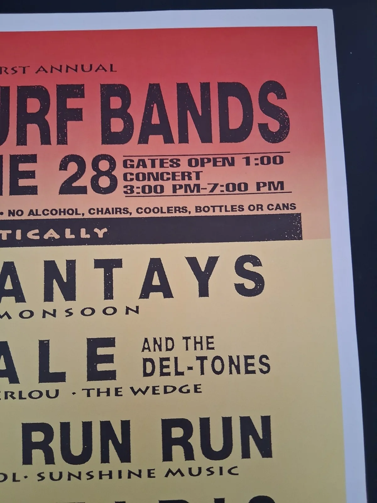 Original 1992 Battle of the Surf Bands 1st Annual Poster 18” X 24” Dick Dale, изображение 3