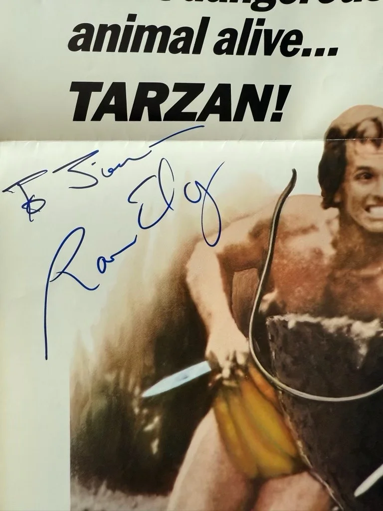 Ron Ely Autographed Poster Tarzan’s Deadly Silence 1970 Original Movie Signed, image 2