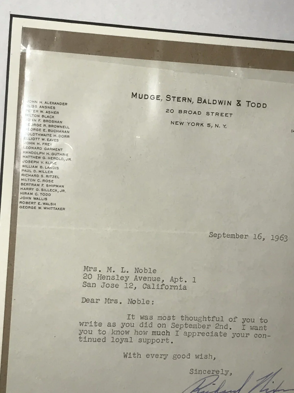 Richard Nixon Signed 1963 Letter Document Vice President Framed Rare HTF *Read, image 4