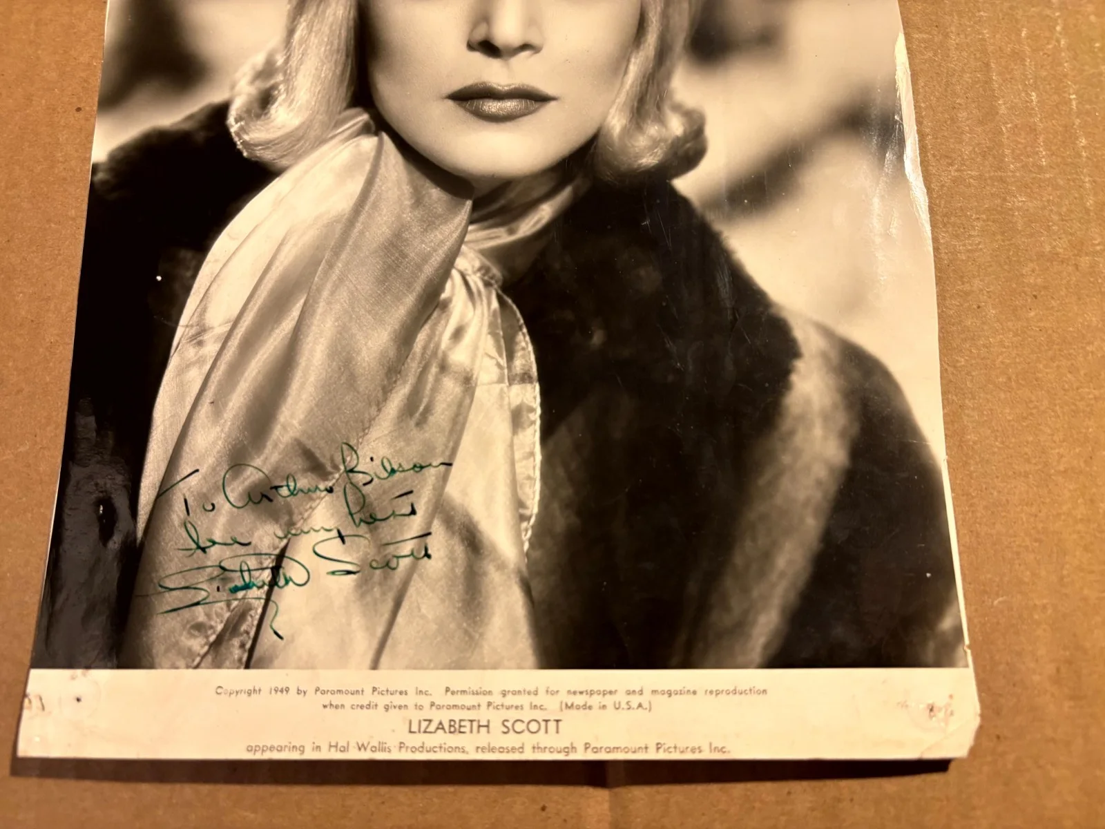 Lizabeth Scott Rare Very Early Autographed 8/10 '49 Too Late For Tears, изображение 3