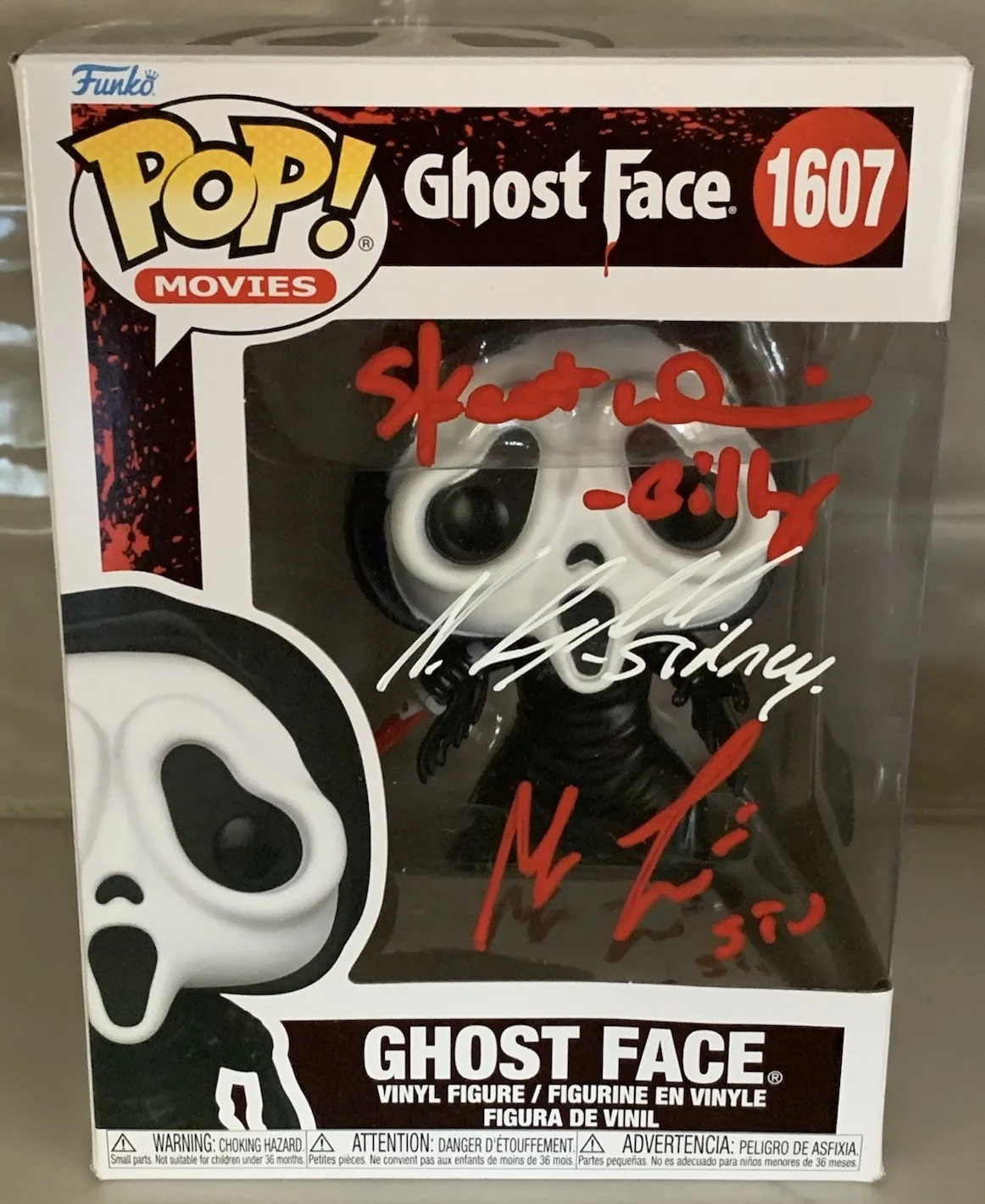 Neve Campbell — Neve Campbell Matthew Lillard Skeet Ulrich Signed Ghost Face Funko Scream BAS