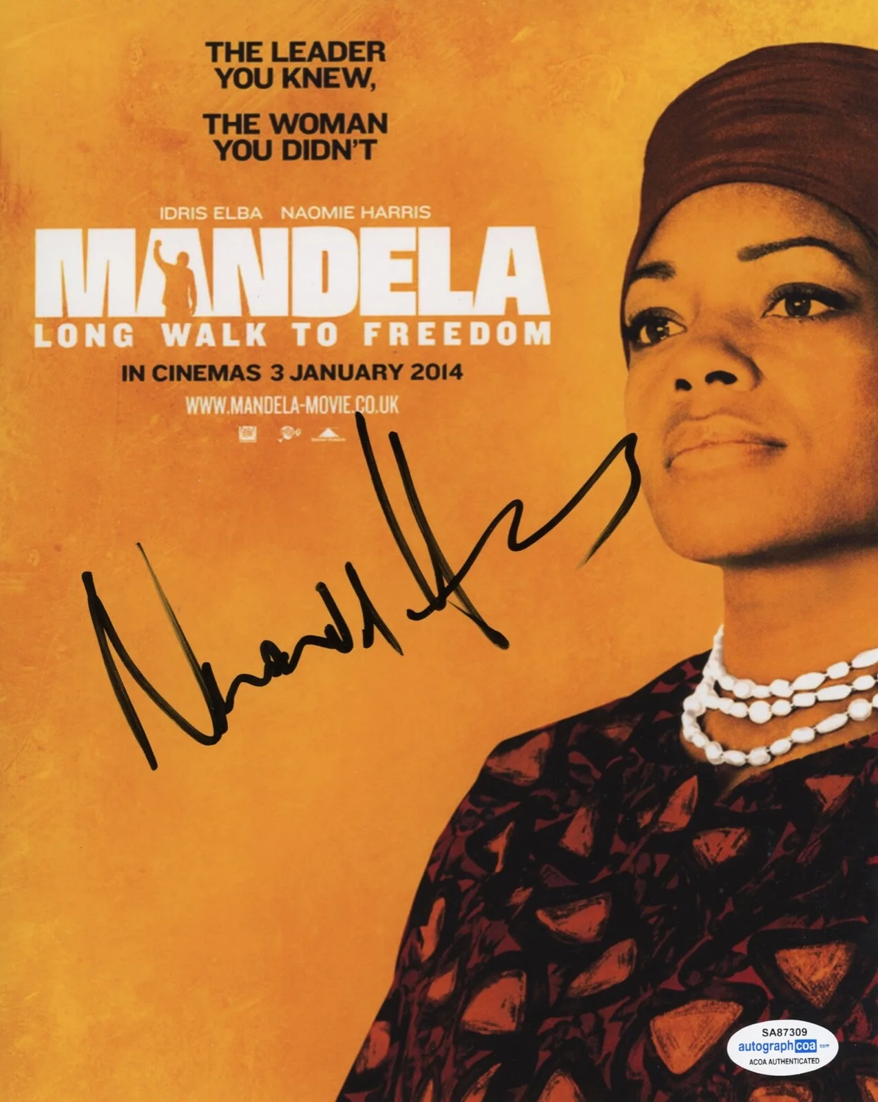 Naomie Harris — Naomie Harris signed "MANDELA" 8x10 Photo PROOF a SPECTRE Bond 007 ACOA COA, изображение 3