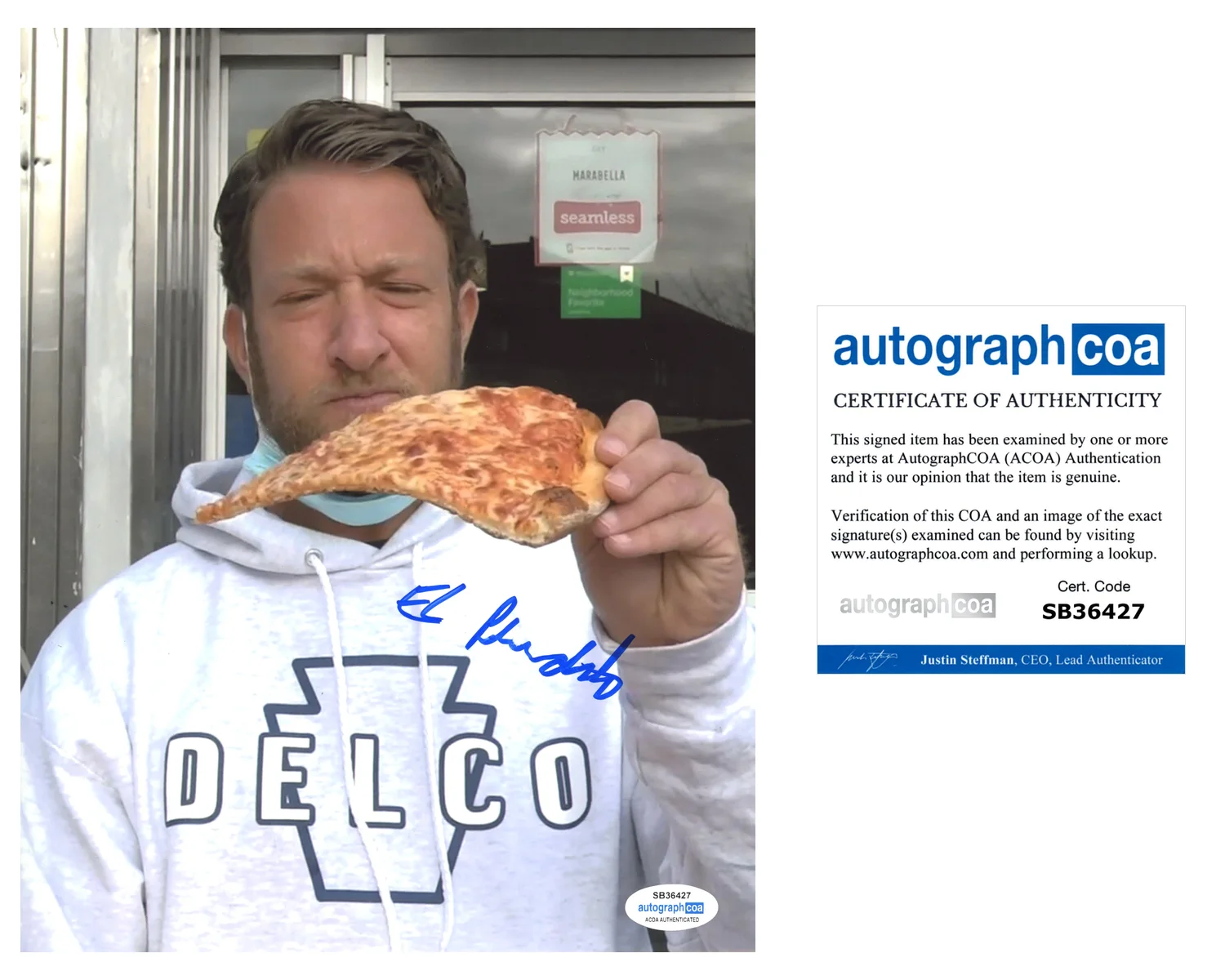 DAVE PORTNOY — Dave Portnoy signed 8x10 Photo BARSTOOL SPORTS e "EL PRES" Full Graph ACOA COA