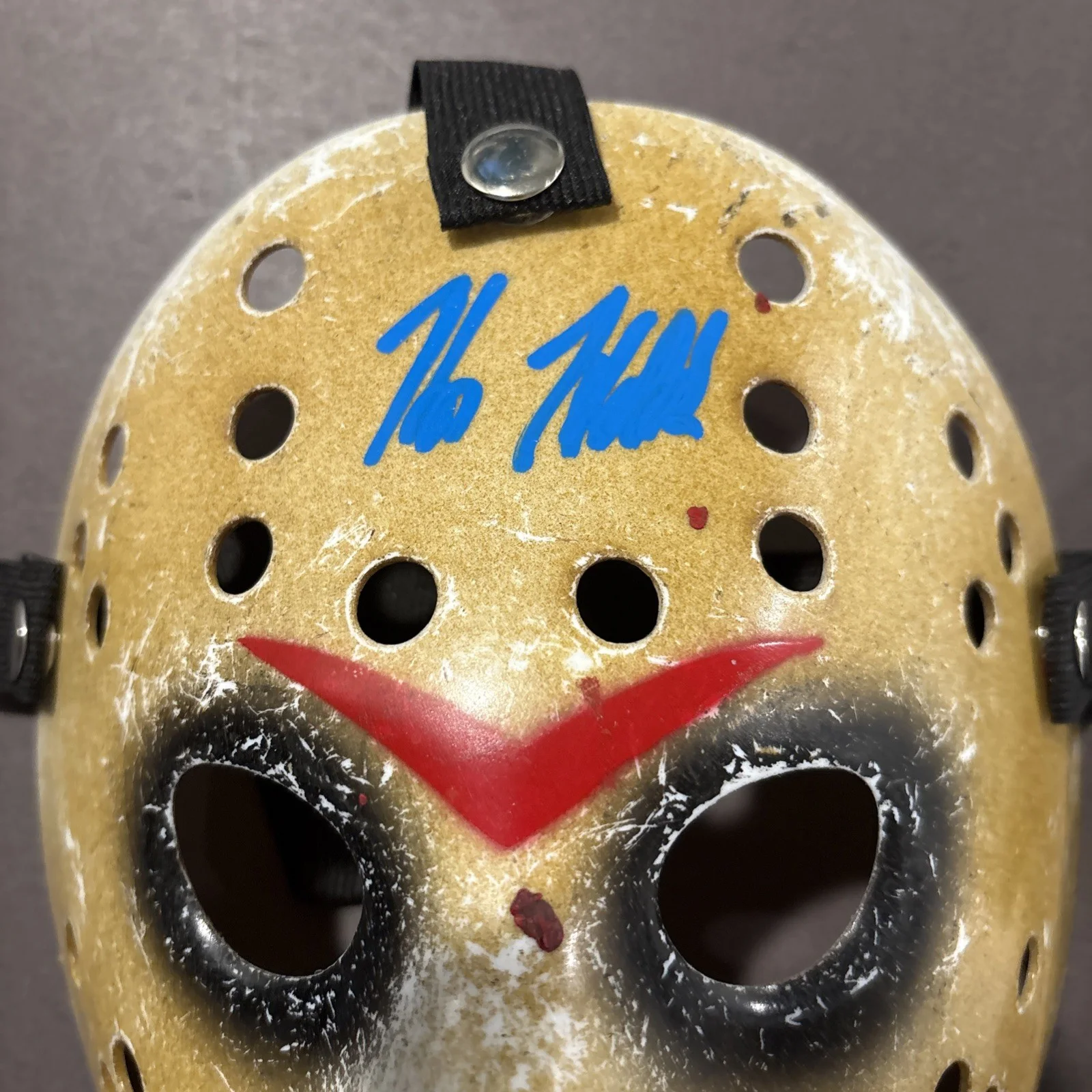 Kane Hodder, Alice Cooper, Ari Lehman — Kane Hodder-Alice Cooper-Ari Lehman Signed Replica Friday the 13th Masks-Beckett, image 3