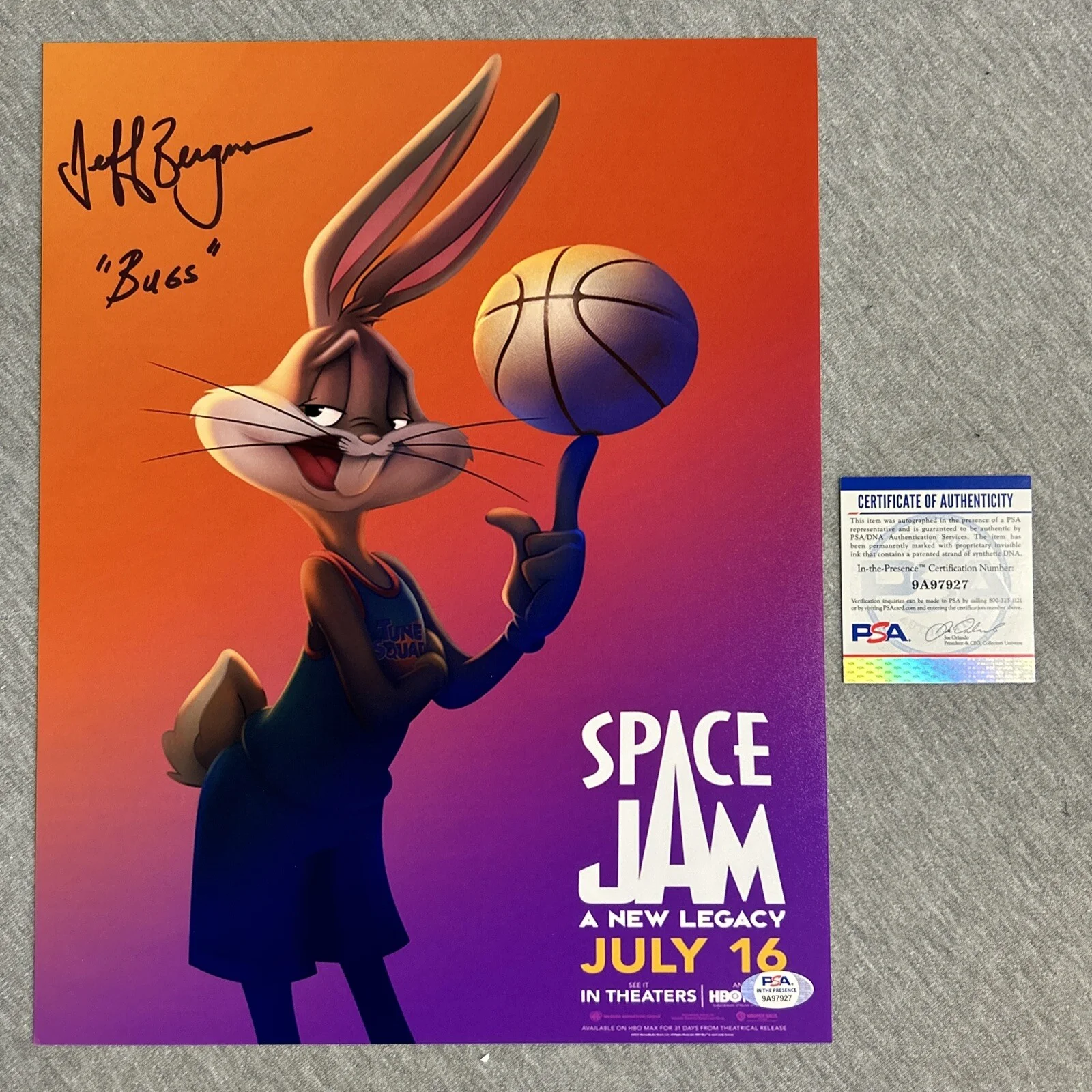 Jeff Bergman — Jeff Bergman Signed 11x14 Photo Space Jam A New Legacy Inscribed "Bugs" PSA