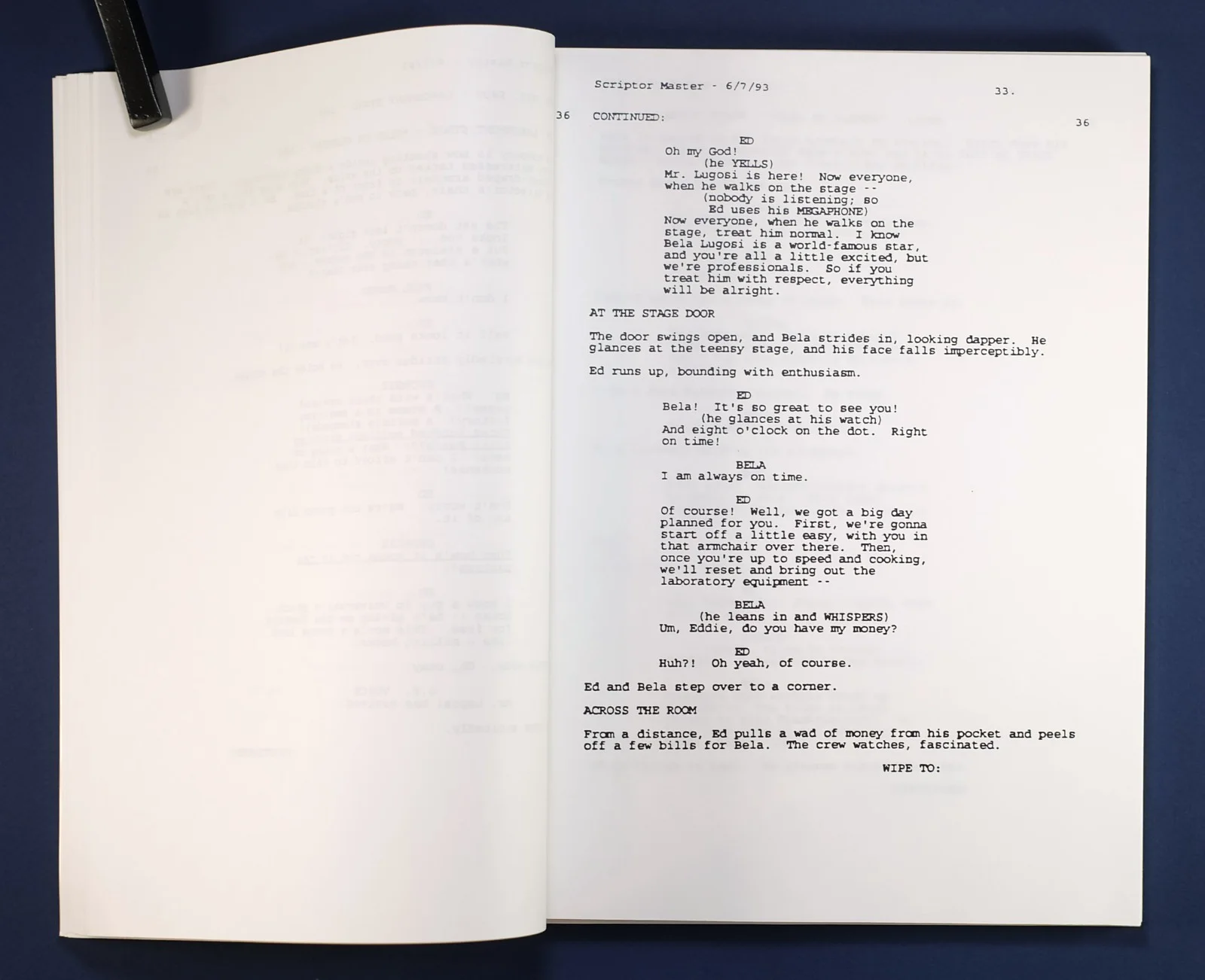 1993 Original Ed Wood Movie Script Signed by Cast Johnny Depp, Tim Burton, SJP, image 4
