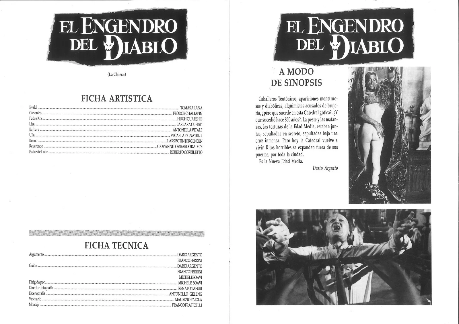 EL ENGENDRO DEL DIABLO (1) / ORIGINAL SPANISH PRESS SHEET / ARGENTO, image 2