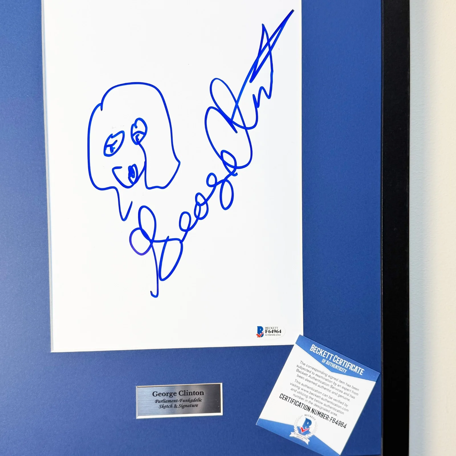 George Clinton Drawn Sketch & Autograph – Parliament Funkadelic – BAS Certified, image 2