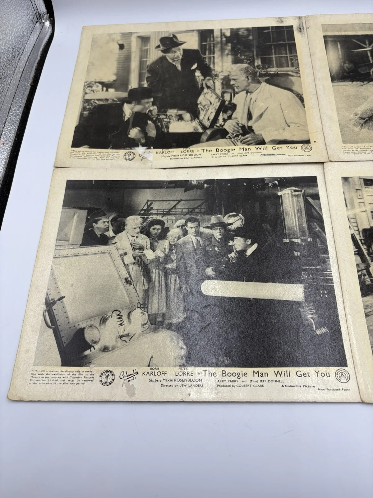 x4 Original UK 1942 B&W The Boogie Man Will Get You Lobby Cards Boris Karloff, изображение 3