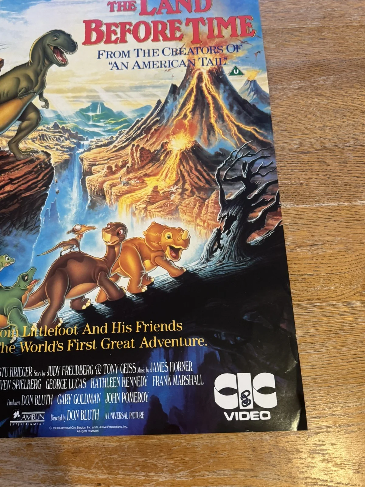 The Land Before Time 1988 Video Shop VHS Poster rare, изображение 2