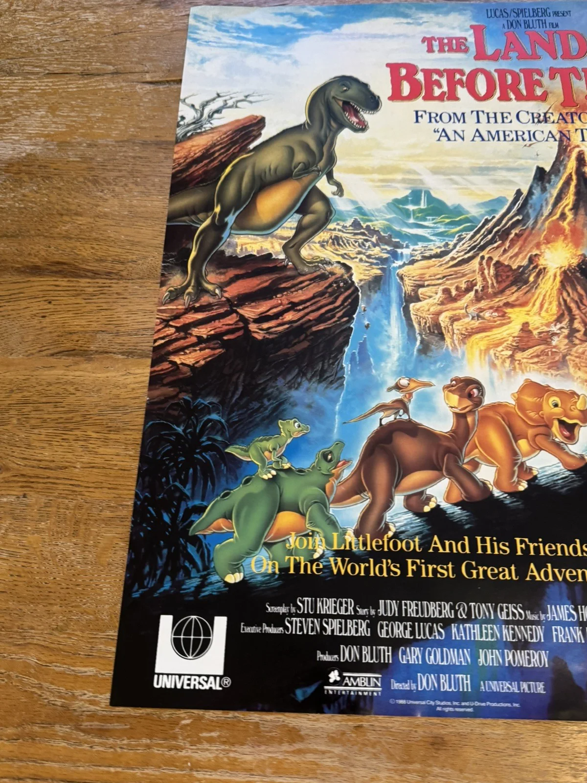 The Land Before Time 1988 Video Shop VHS Poster rare, изображение 5