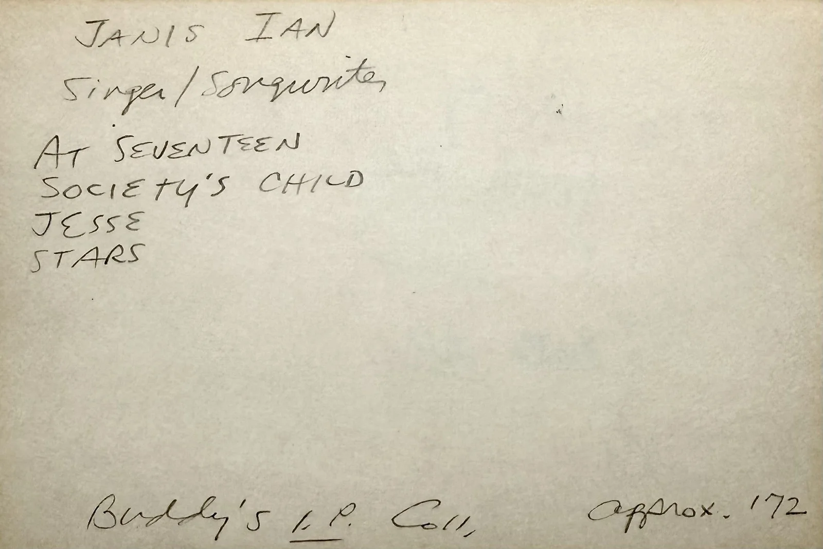 JANIS IAN Signed Autographed 4x6 INDEX CARD At Seventeen Society's Child SINGER, изображение 4