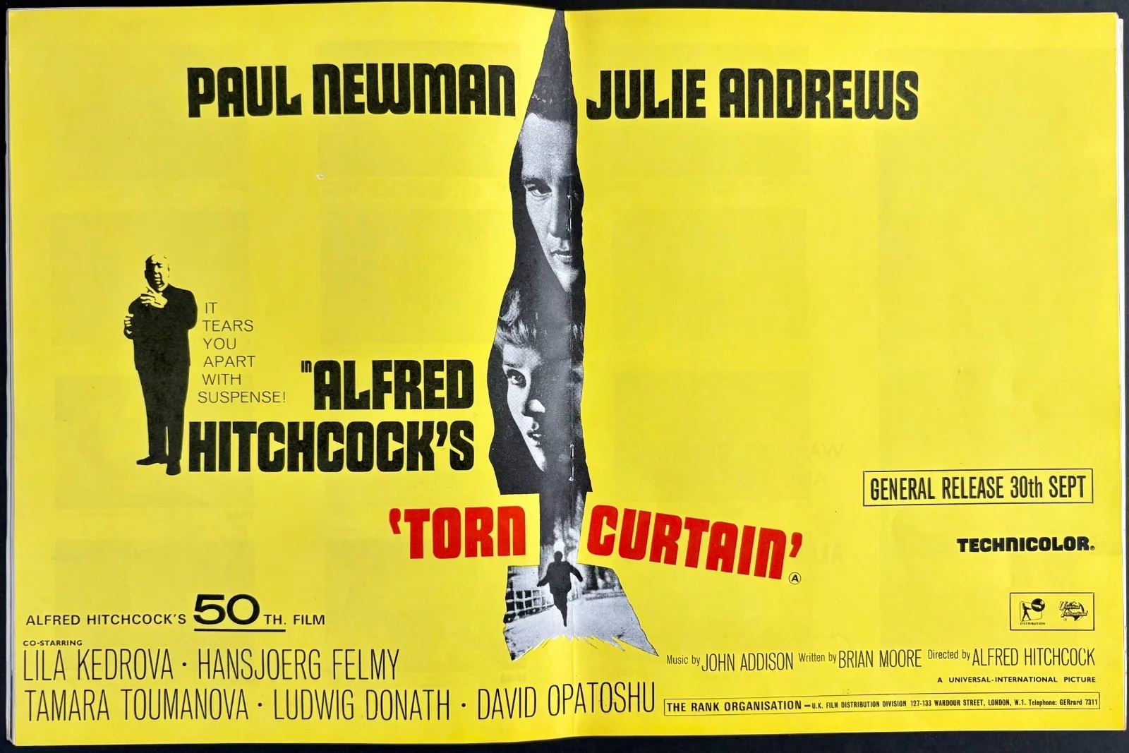 Torn Curtain ORIGINAL Film Brochure Alfred Hitchcock Julie Andrews Paul Newman, изображение 5