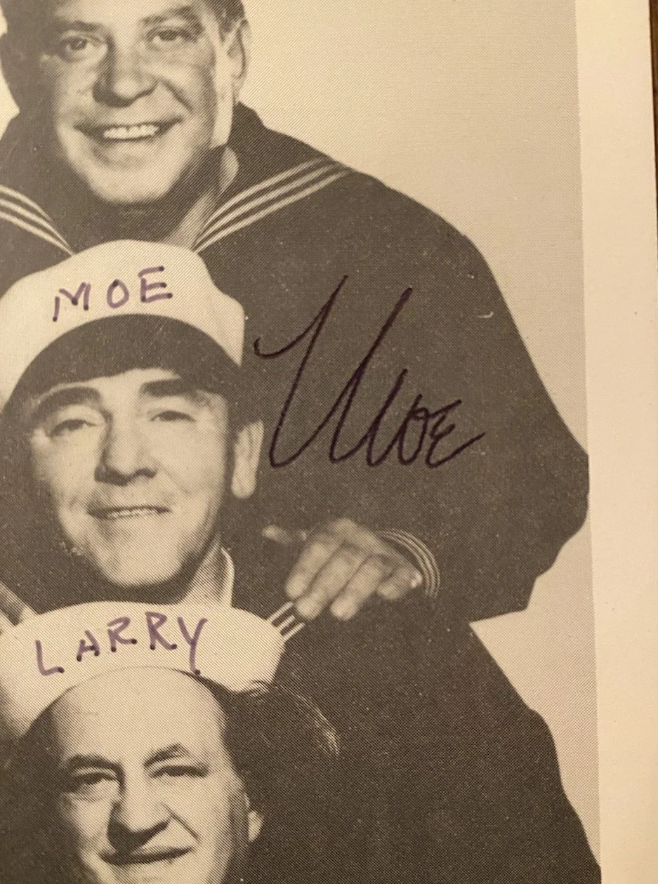 Moe Howard, Larry Fine, Joe Besser — The Three Stooges Signed Autographed Photo w COA Moe Howard Larry Fine Joe RARE, изображение 3