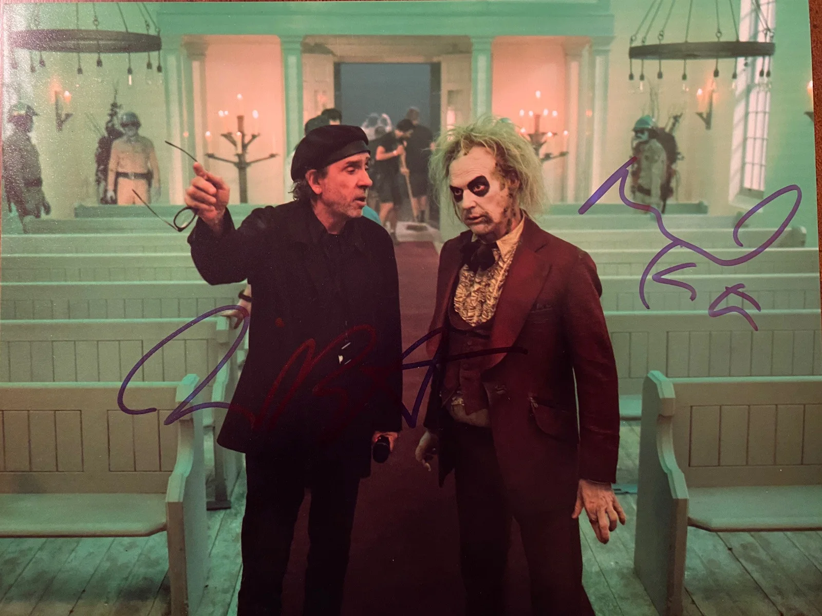 Michael Keaton, Tim Burton — Michael Keaton Tim Burton Signed Autographed Beetlejuice Photo With COA