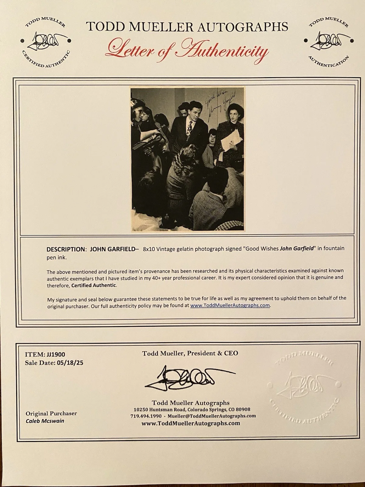 John Garfield — John Garfield Signed Autographed Candid Photo w COA Gentleman’s Agreement RARE, изображение 4