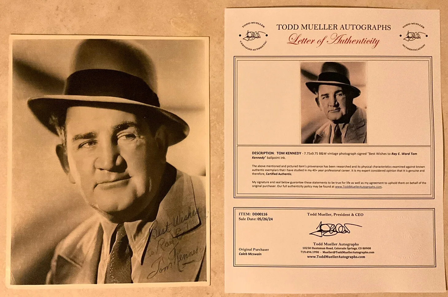 Tom Kennedy — Tom Kennedy Signed Autographed Photo Some Like It Hot The Paleface Torchy Blane, image 4