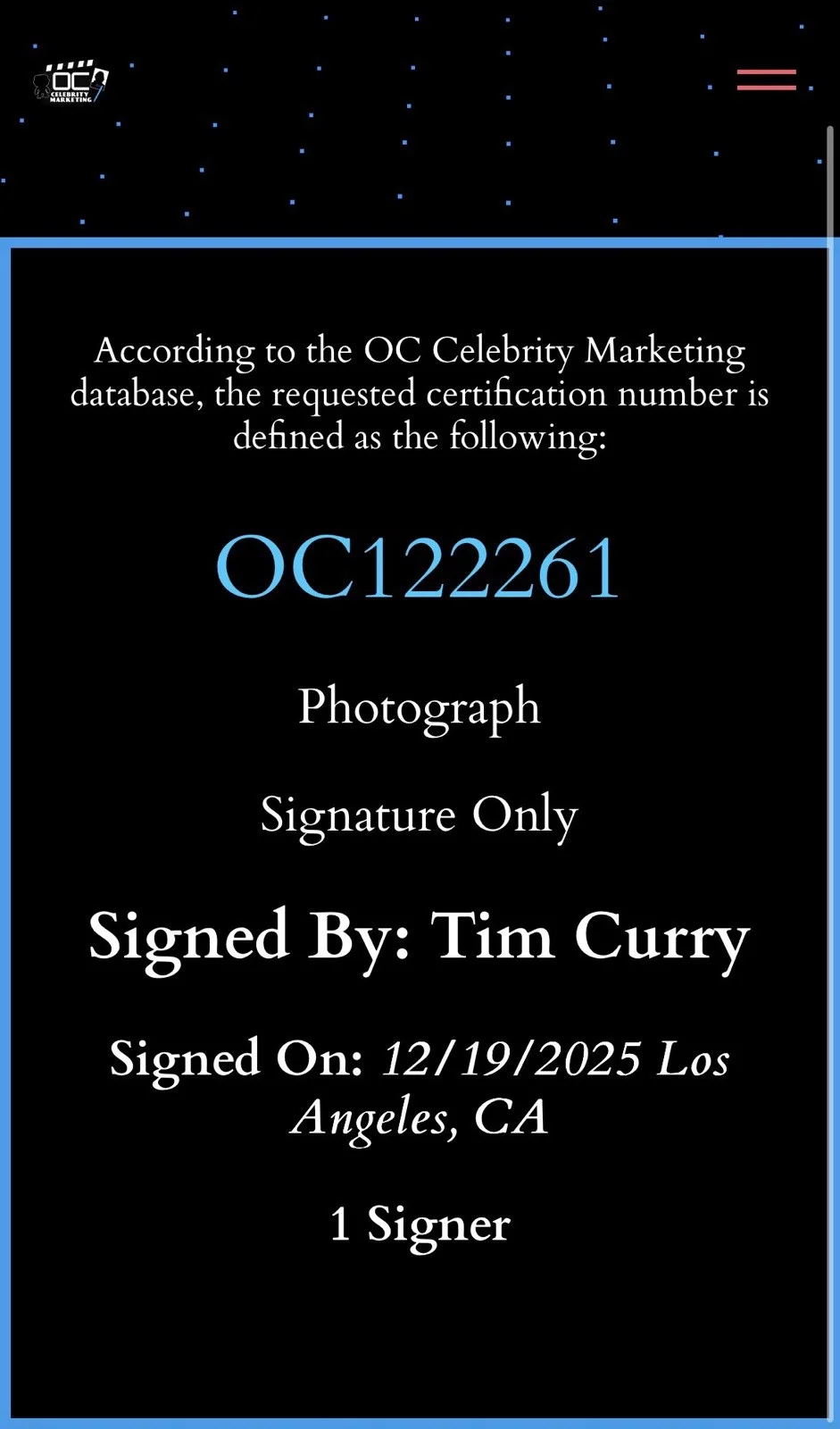 Tim Curry — Legend Tim Curry Signed 8x12 With COA, image 5