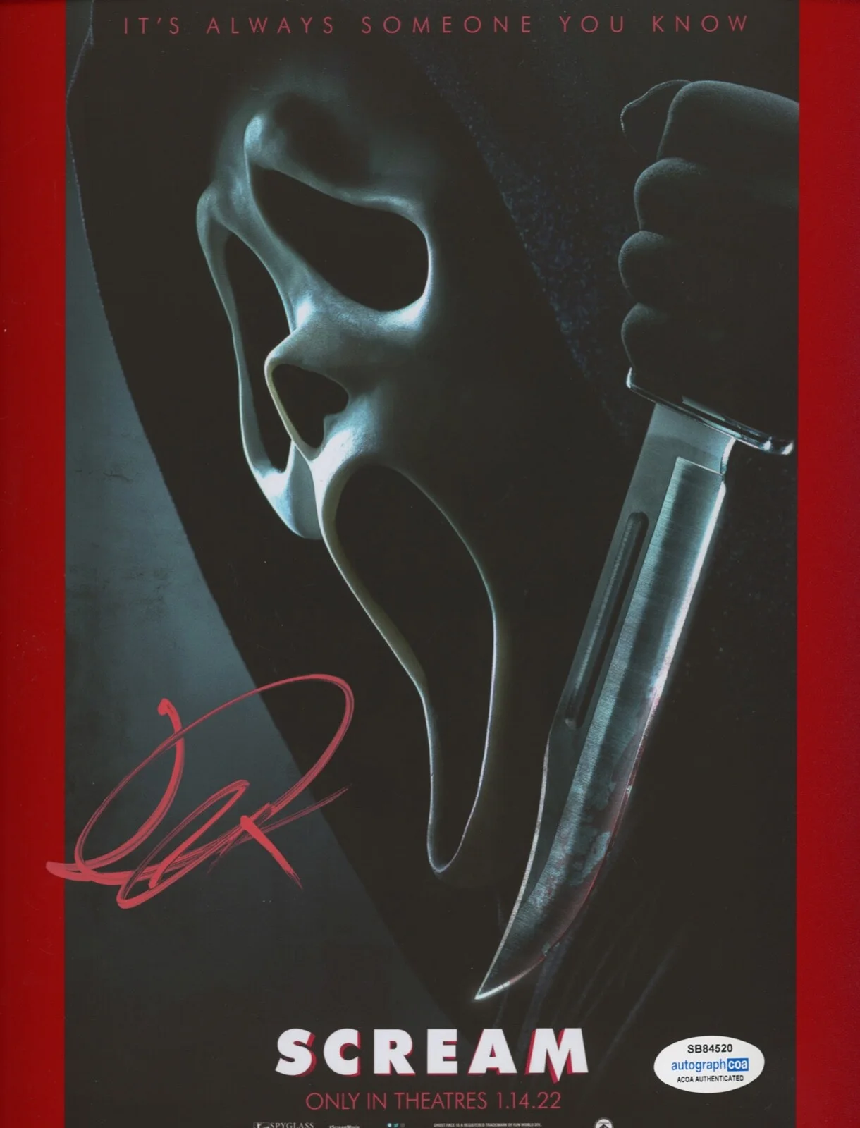 JACK QUAID — Jack Quaid signed "SCREAM" 8x10 Photo d EXACT PROOF Richie Ghostface ACOA COA, изображение 4