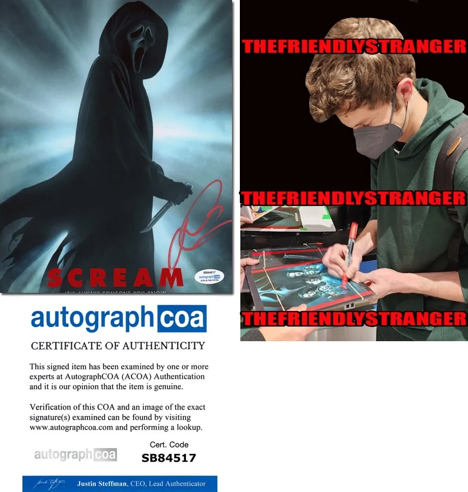 JACK QUAID — Jack Quaid signed "SCREAM" 8x10 Photo b PROOF Richie THE BOYS Ghostface ACOA COA