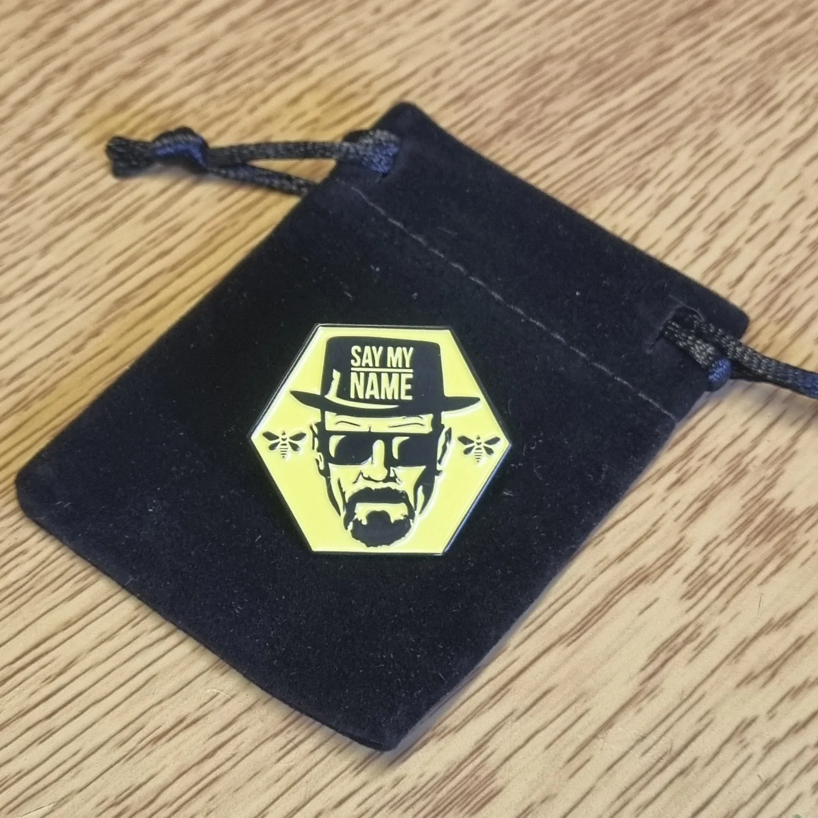 Breaking Bad Walter White Say My Name Yellow Methylamine Moth Enamel Pin Badge, image 2