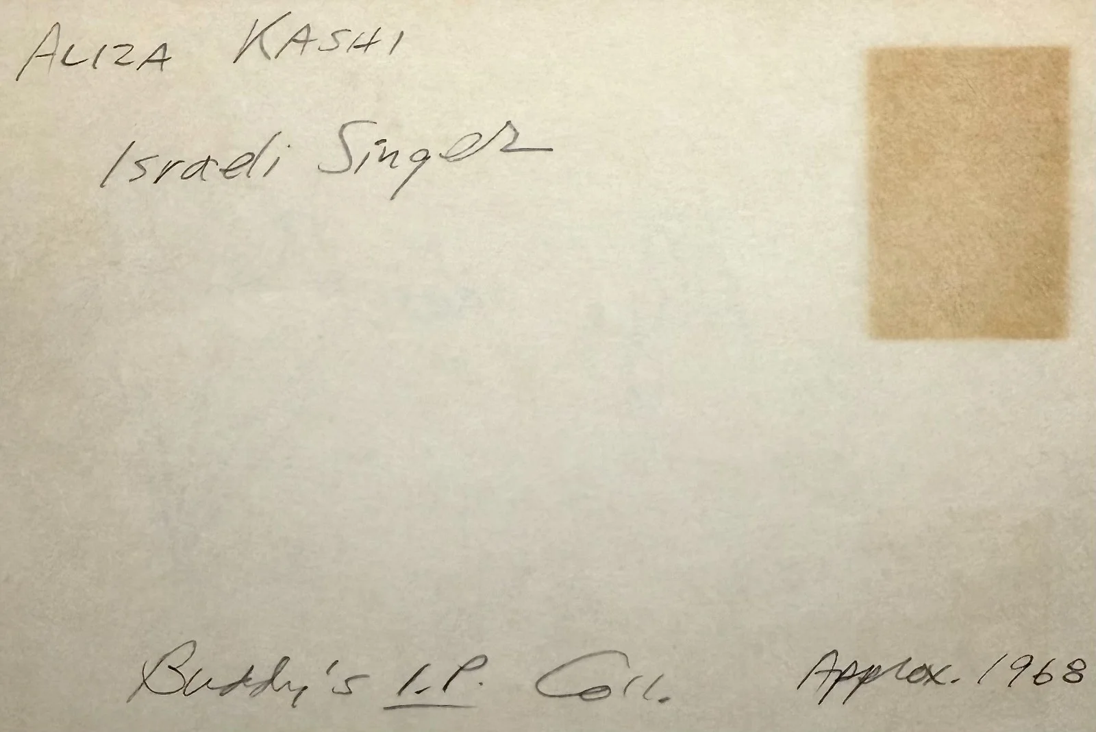 ALIZA KASHI Signed Autograph 4x6 INDEX CARD Erev Ba Shovach Yonim ISRAELI SINGER, image 2