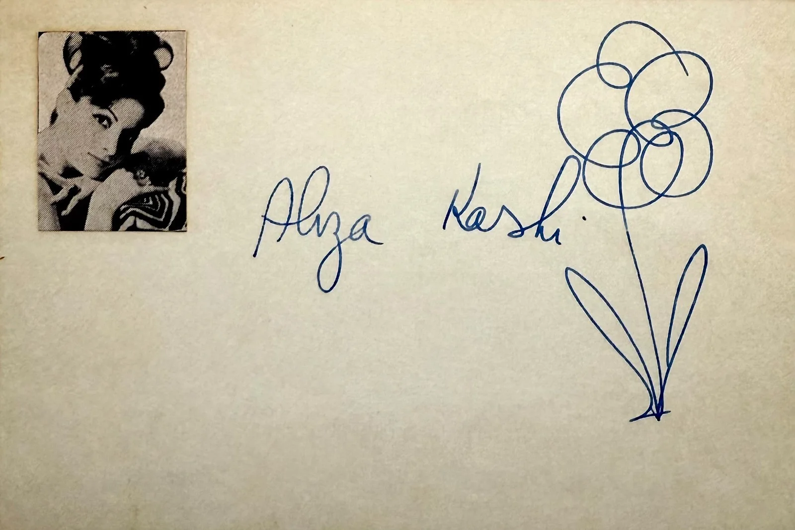ALIZA KASHI Signed Autograph 4x6 INDEX CARD Erev Ba Shovach Yonim ISRAELI SINGER, image 3