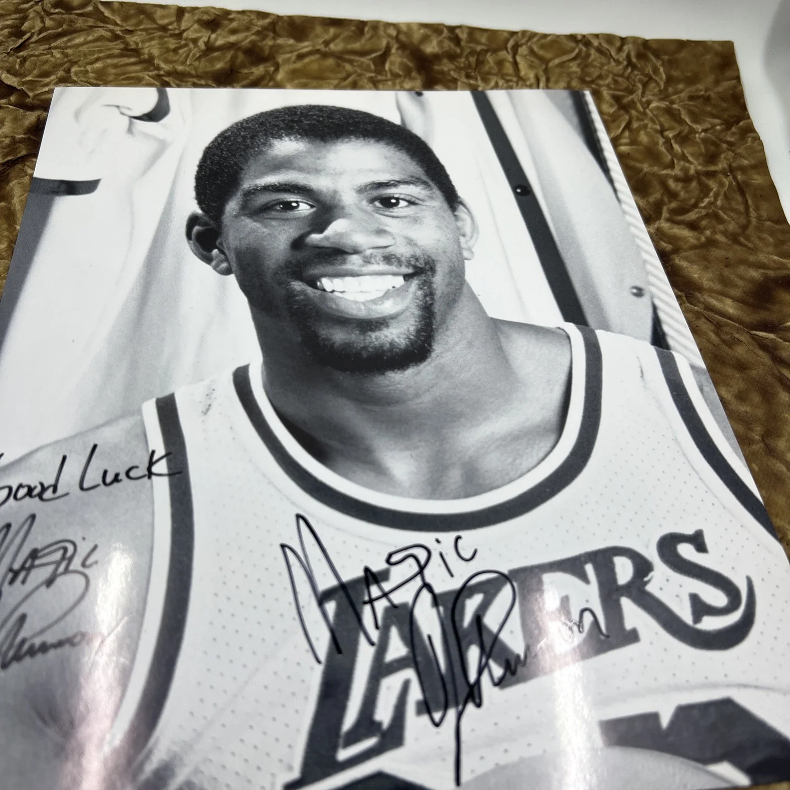 Magic Johnson Lakers signed 8x10 black & white photo NBA basketball Los Angeles, изображение 4