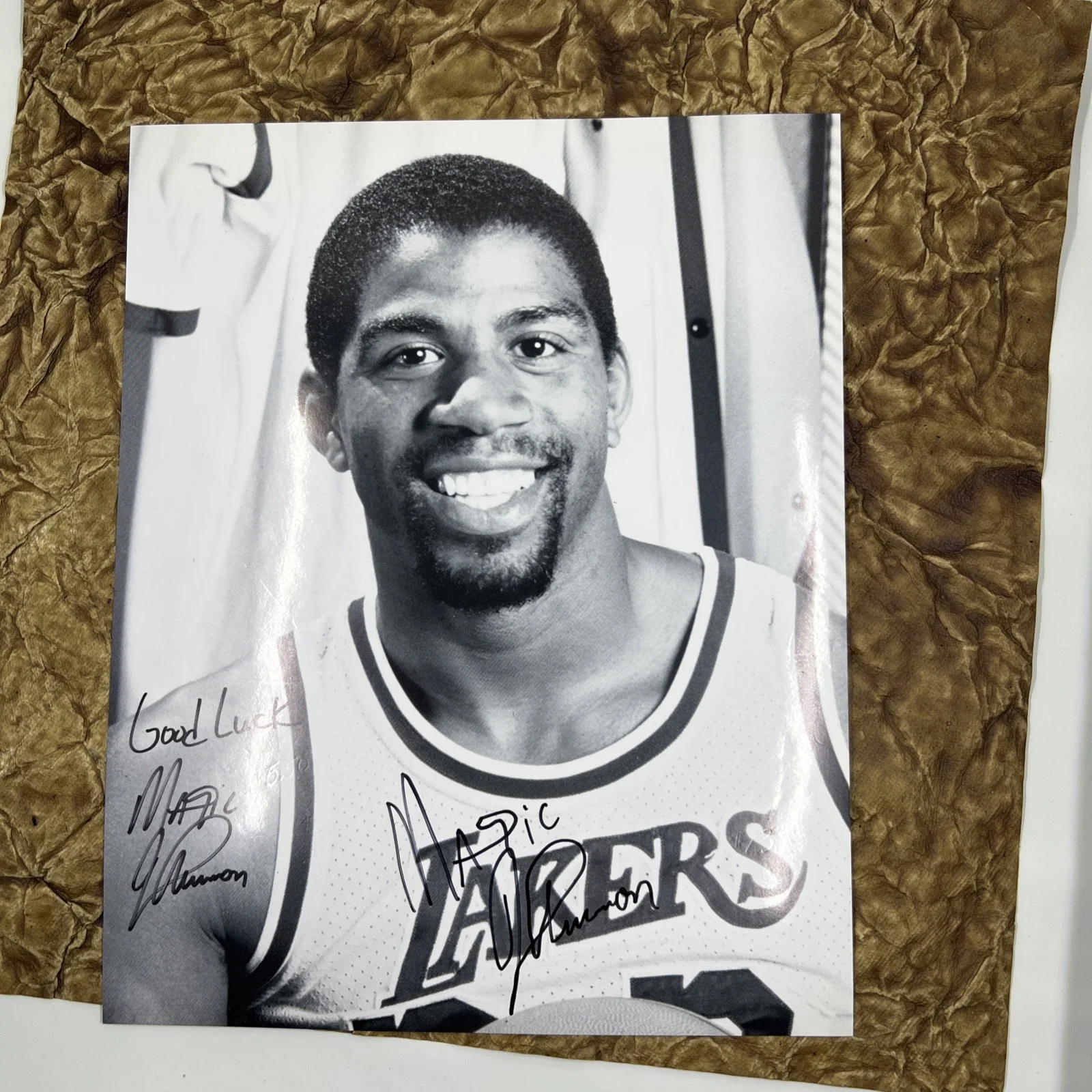 Magic Johnson Lakers signed 8x10 black & white photo NBA basketball Los Angeles, изображение 5