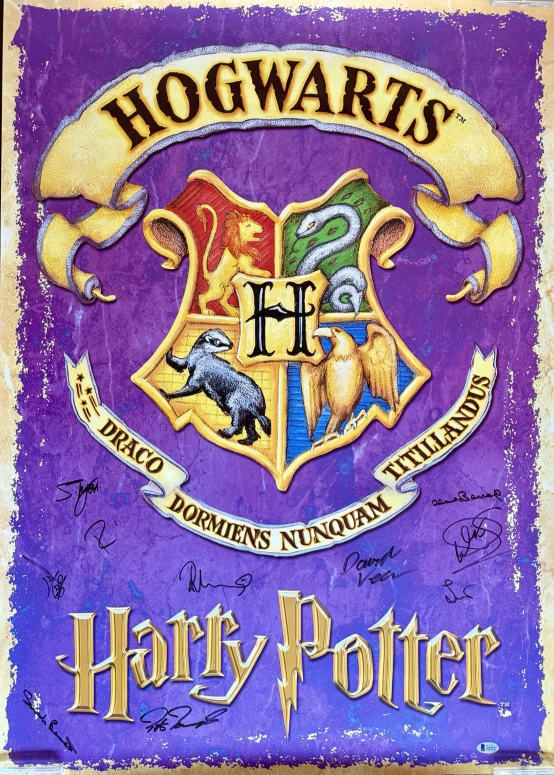 Harry Potter — Harry Potter Cast Autographed 25 1/8 x 35 3/8 Poster (10 Signatures) - BAS LOA, image 2