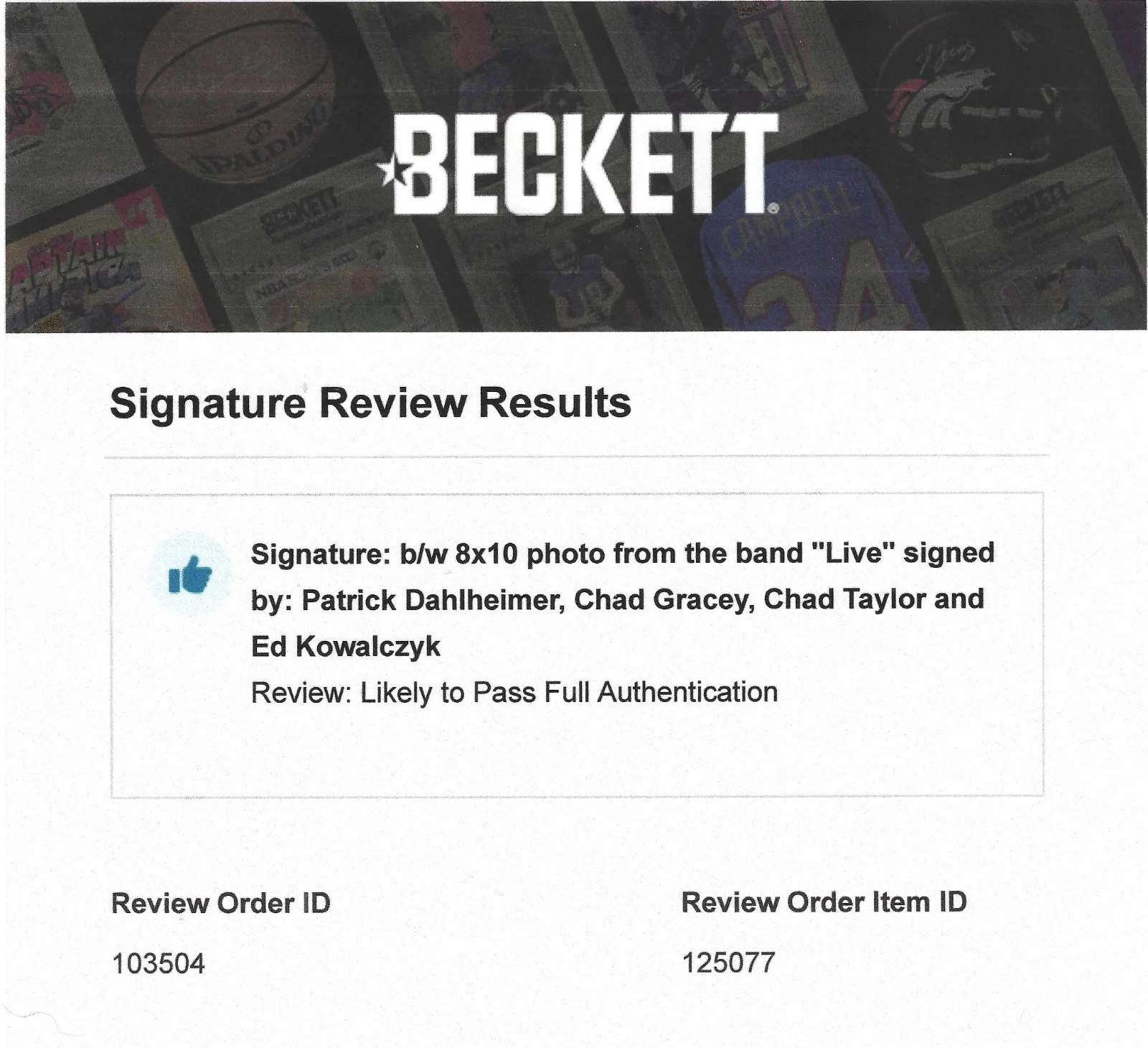 LIVE signed 8x10 genuie autographed photo / COA "Beckett", изображение 2