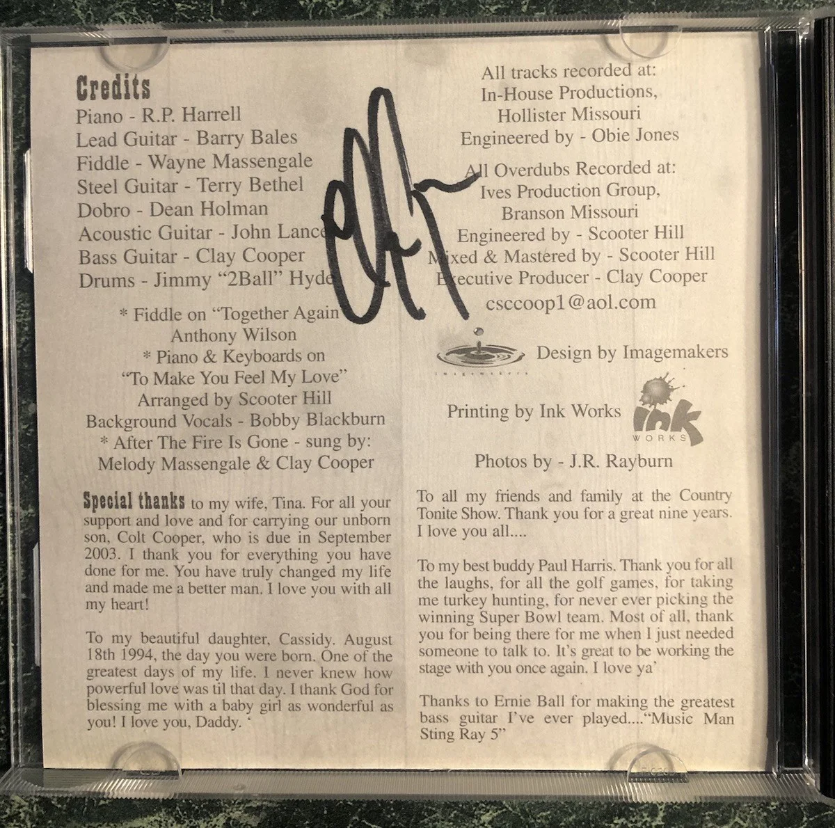Clay Cooper Signed CD, Extremely Country, Autographed, Music Gift, Rare Find, изображение 3