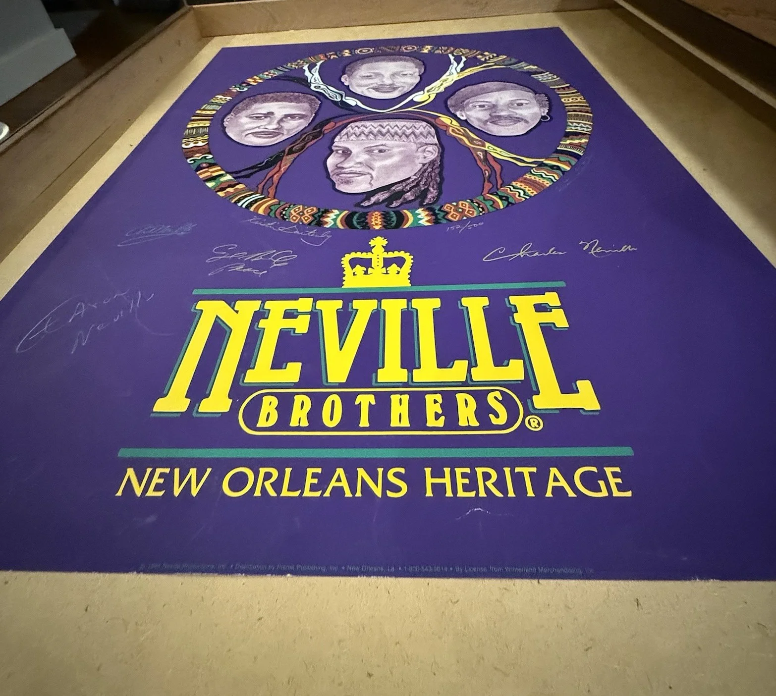 Neville Brothers Poster Autographed By Band & Artist 1994 New Orleans #152/500, изображение 2