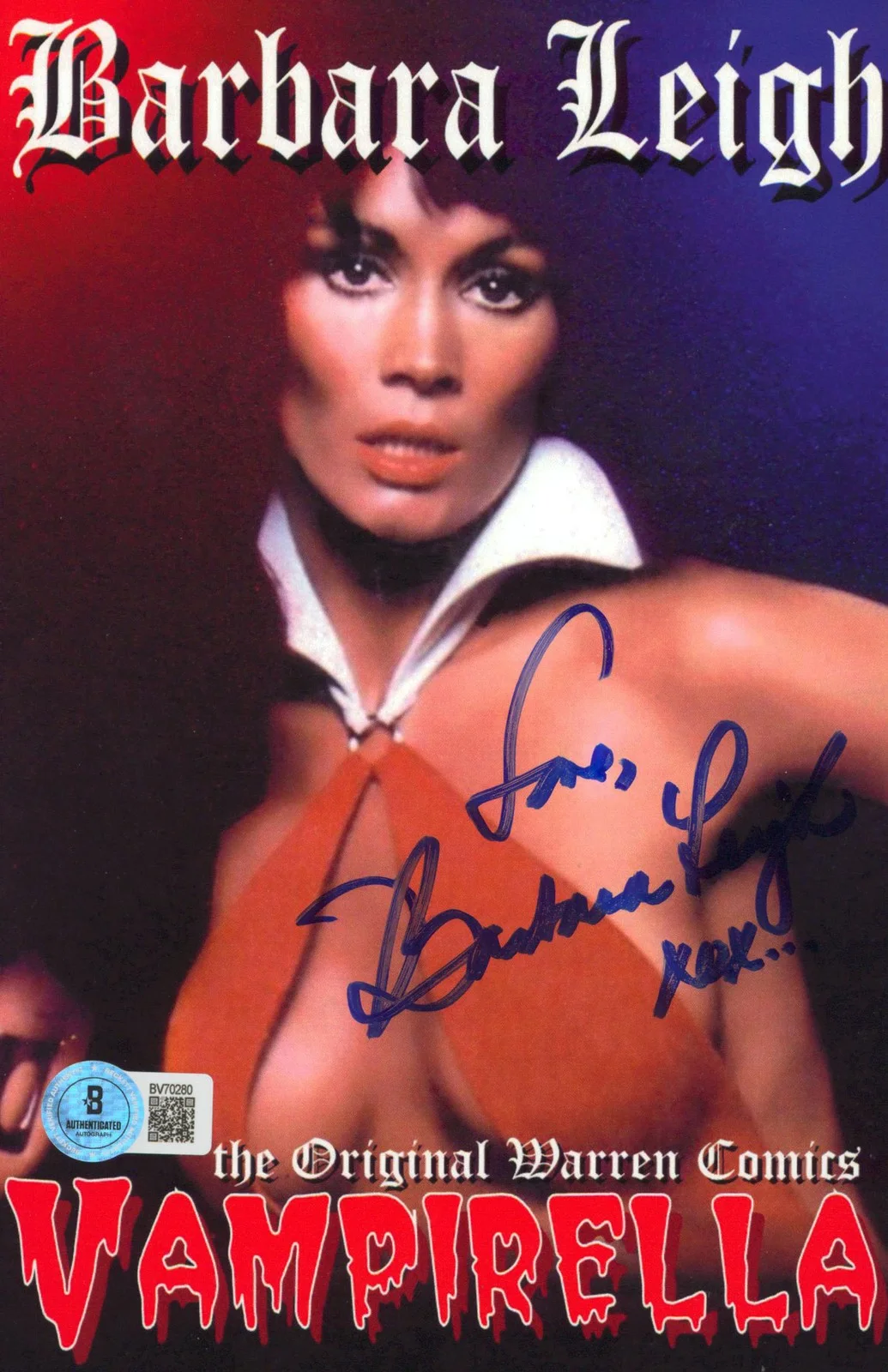 Barbara Leigh — Barbara Leigh Vampirella "Love" Authentic Signed 5.5x8.5 Promo Card BAS #BV70280
